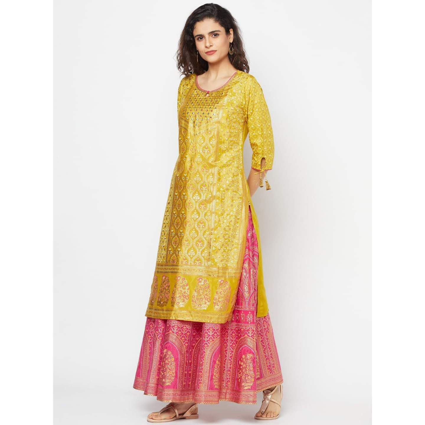 Yellow Floral Printed Kurta