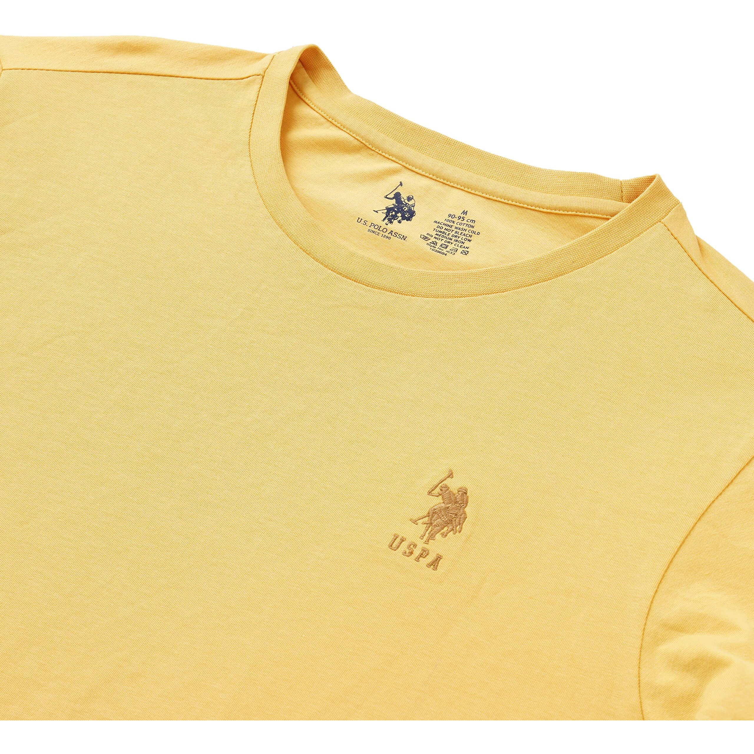U.S. POLO ASSN. Mens Crew Neck Embroidered Logo Regular Fit I633 Lounge T-Shirt - Pack of 1 (Ochre Yellow 2XL)