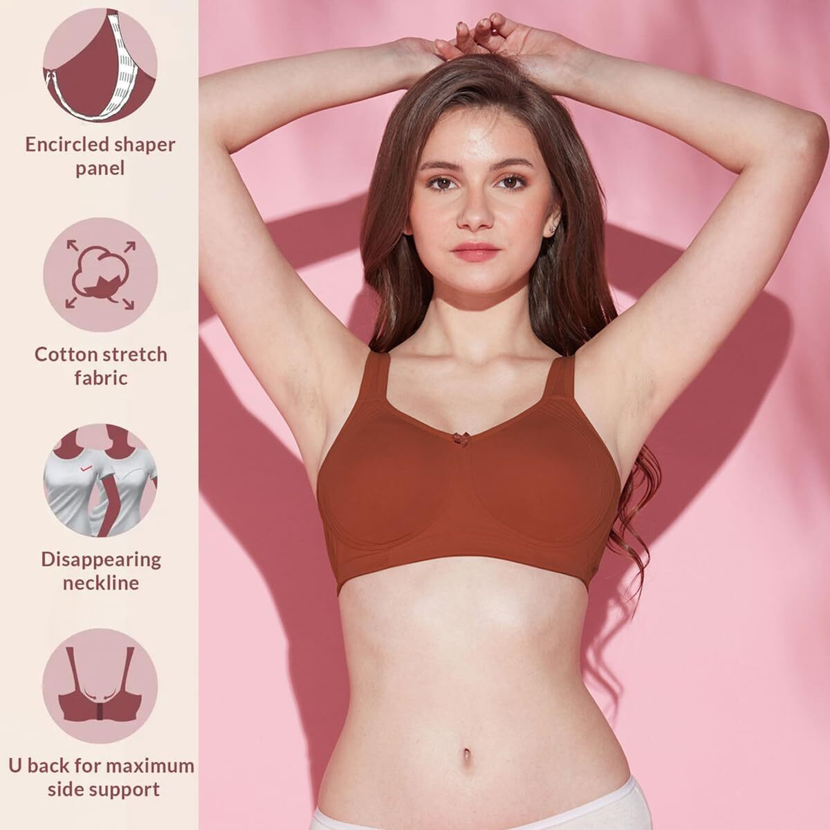 NYKD by Nykaa Encircled with Love Cotton Shape & Support Non Padded Non Wired NYB169 Rust (38B)