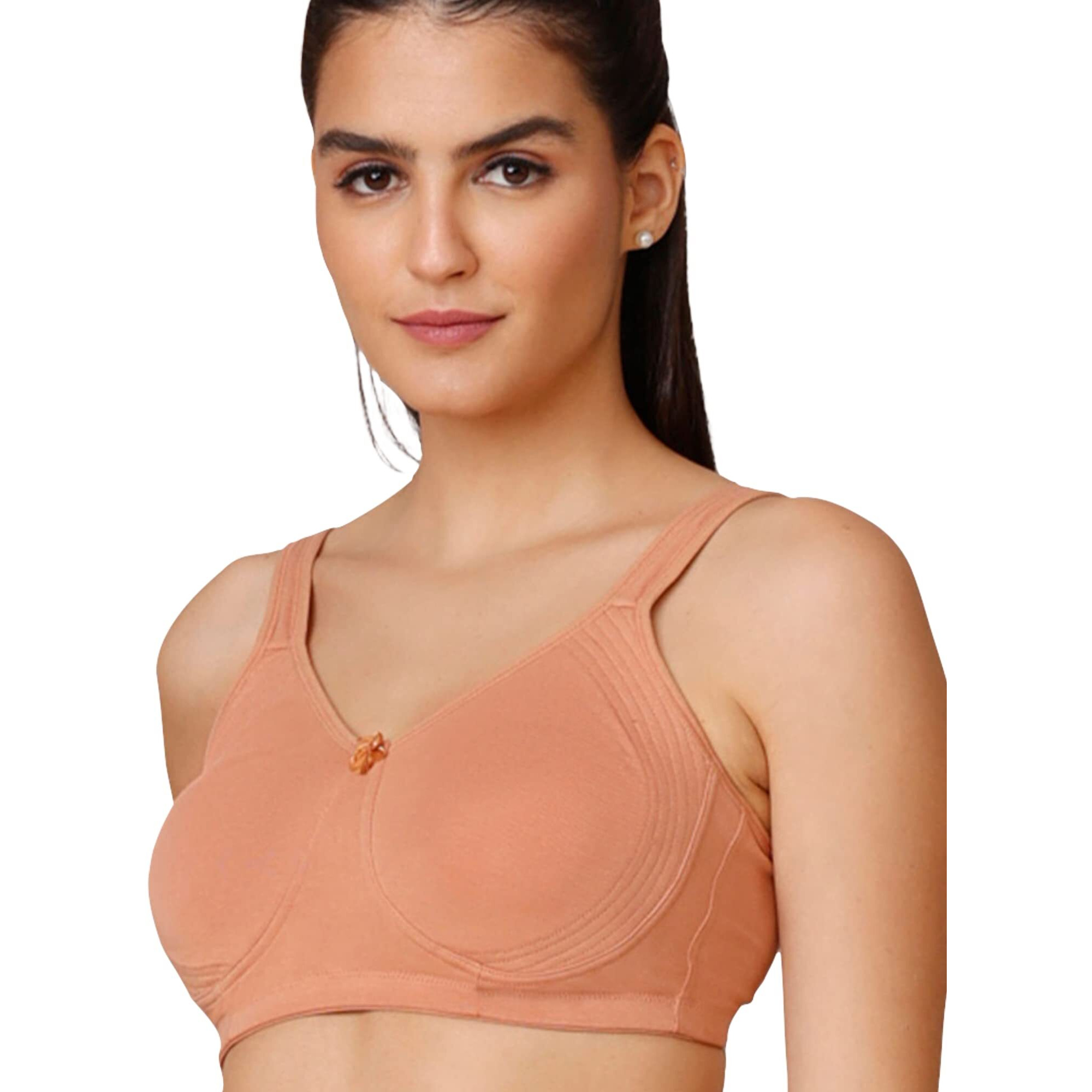 NYKD Everyday Cotton Bra for Women - Encircled with Love | Non-Padded | Wirefree | Full Coverage with Side Support Shaper (NYB169) Clay, 34B, 1N