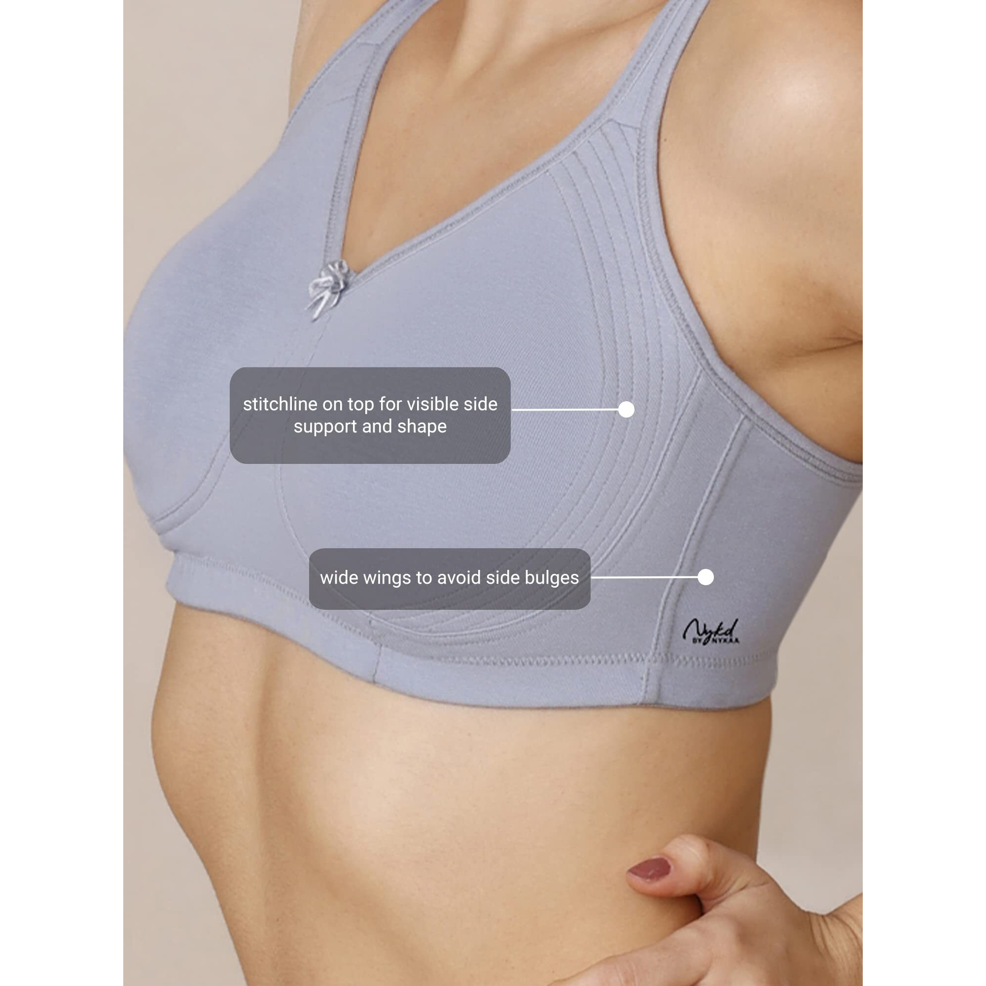 NYKD by Nykaa Encircled with Love Cotton Shape & Support Non Padded Non Wired NYB169 M Blue (32C)