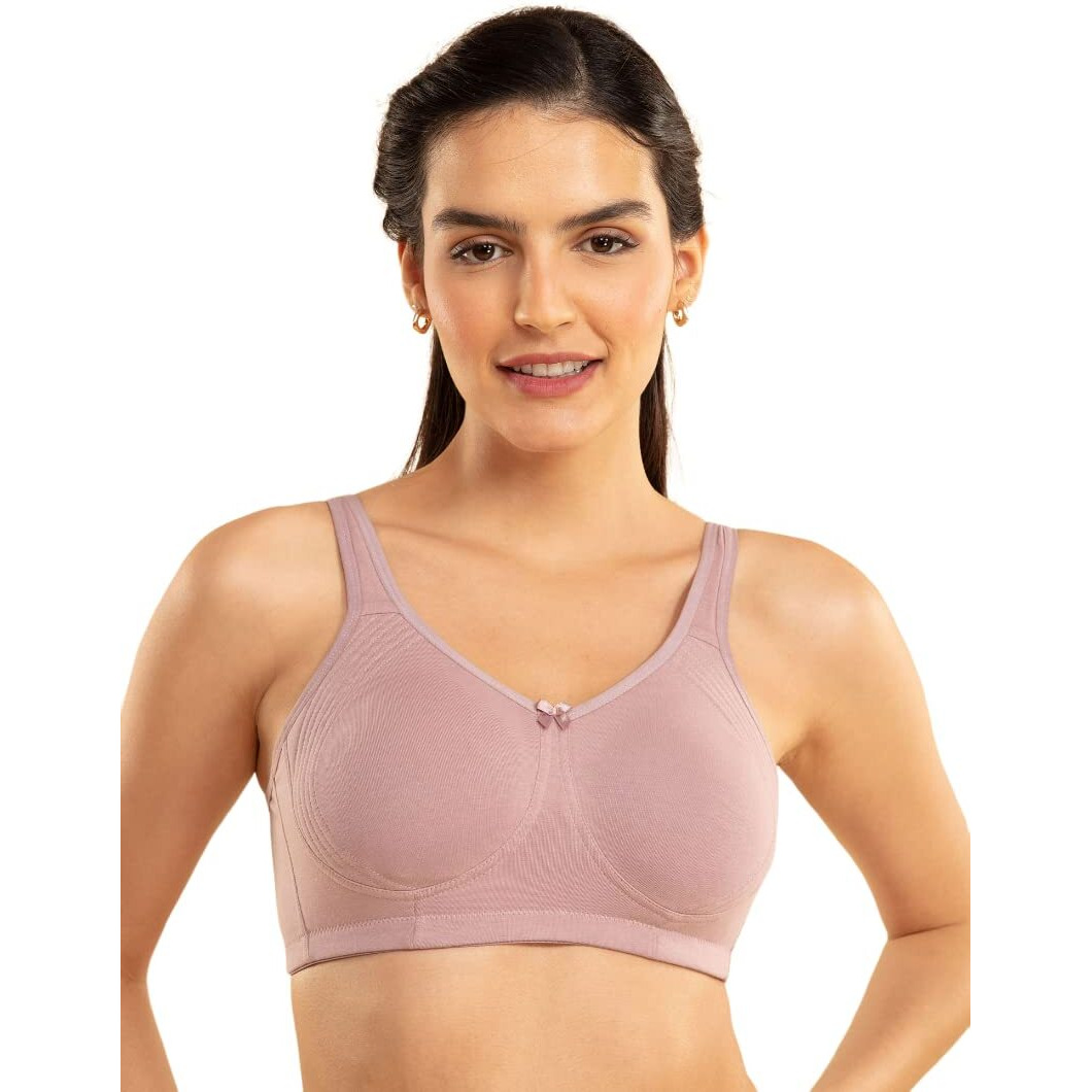 NYKD Everyday Cotton Bra for Women - Encircled with Love | Non-Padded | Wirefree | Full Coverage with Side Support Shaper (NYB169) Elderberry, 32DD, 1N
