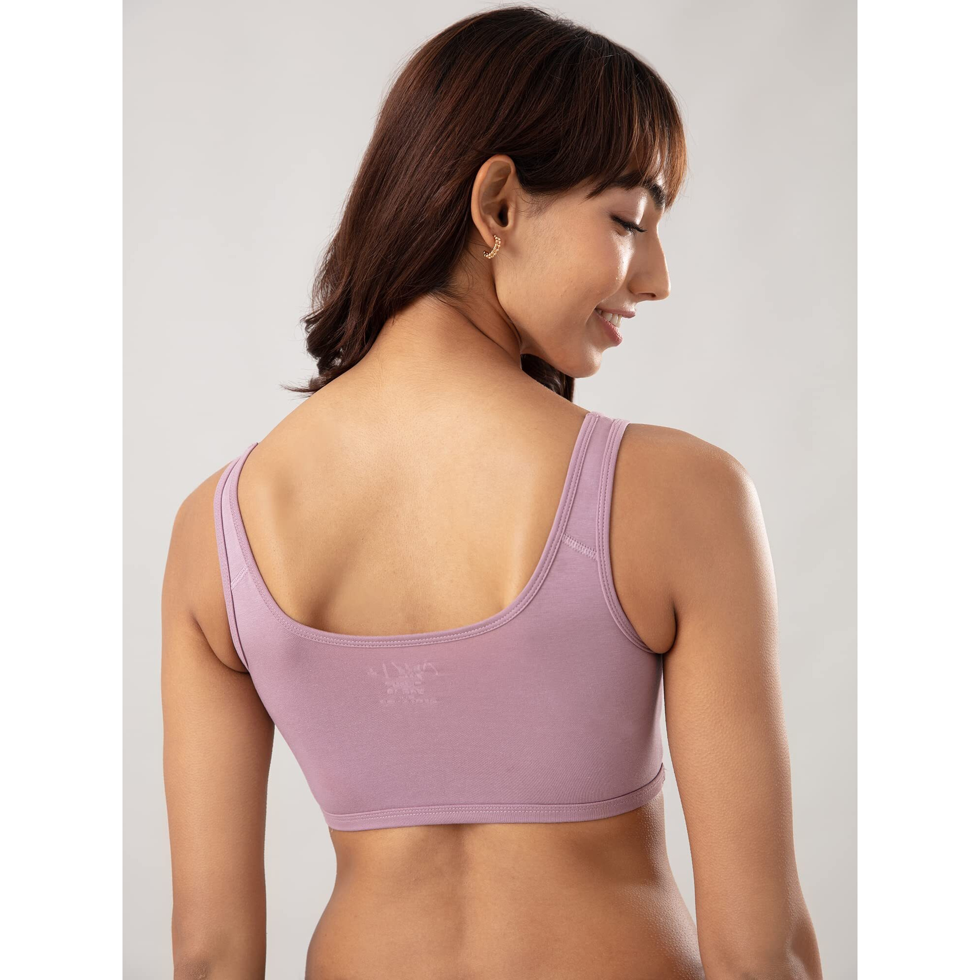 NYKD Soft Cup Easy Peasy Slip On Everyday Bra for Women, Wireless, Full Coverage, Support Shaper, Non Padded Sports Bra Bra, NYB113, Lavender, XS, 1N