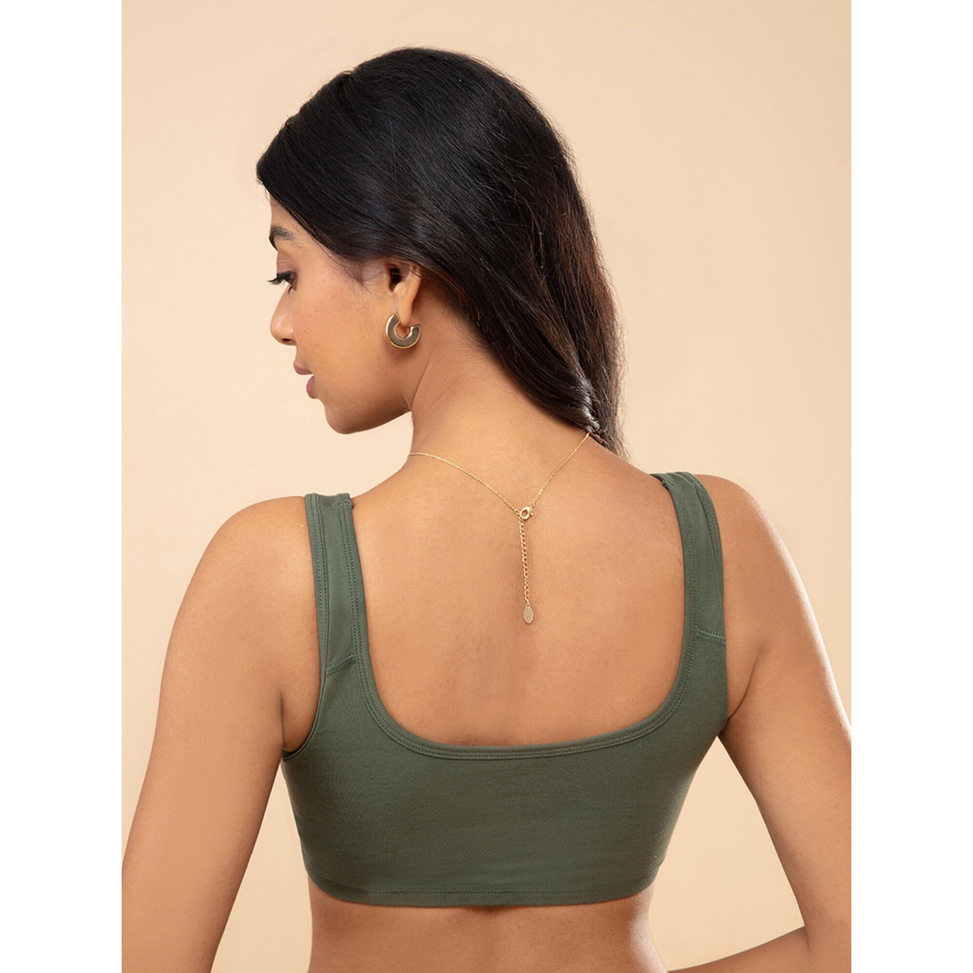NYKD Soft Cup Easy Peasy Slip On Everyday Bra for Women, Wireless, Full Coverage, Support Shaper, Non Padded Sports Bra- NYB113,Beetle/Black,XL,PO2