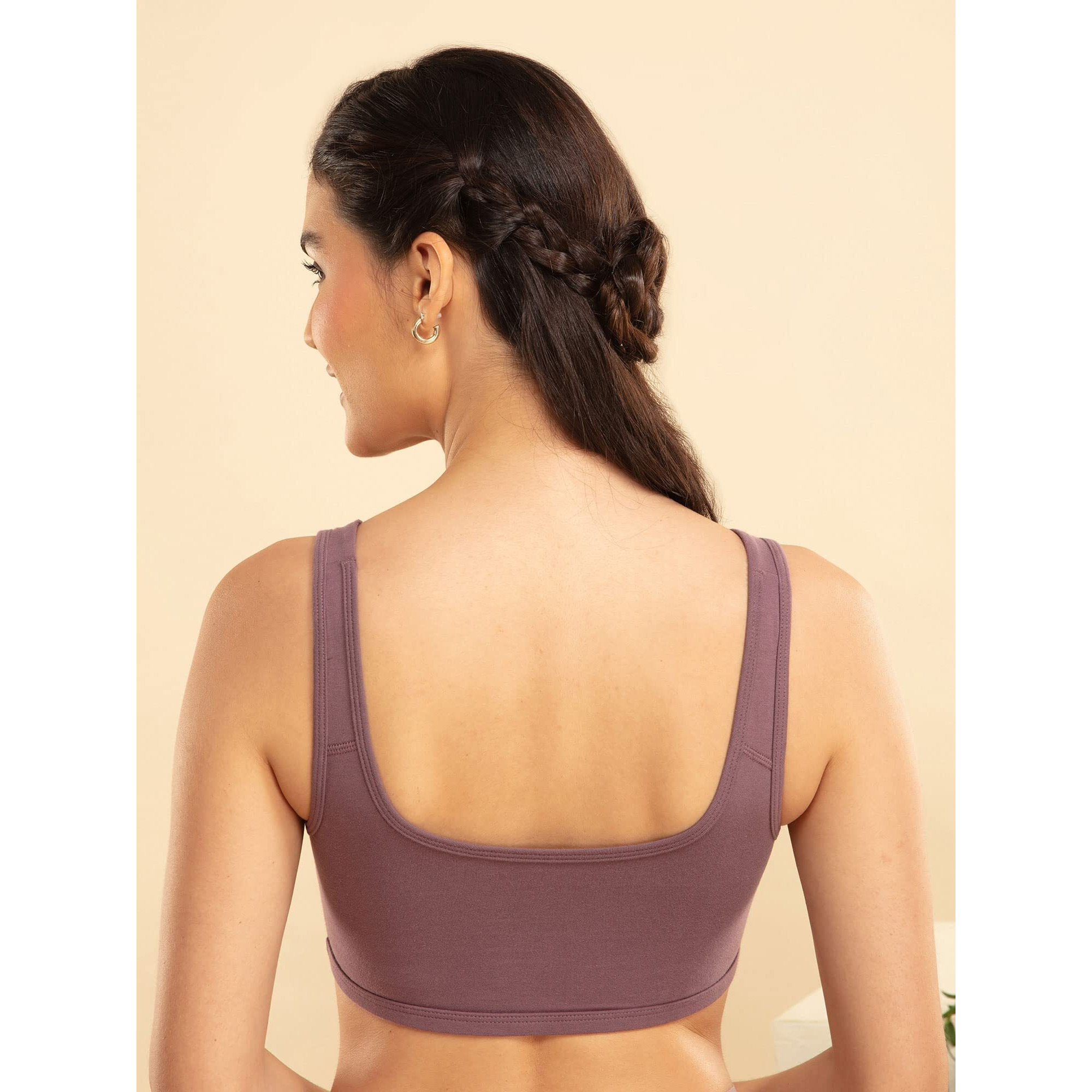 NYKD Soft Cup Easy Peasy Slip On Everyday Bra for Women, Wireless, Full Coverage, Support Shaper, Non Padded Sports Bra Bra, NYB113, Flint, XS, 1N