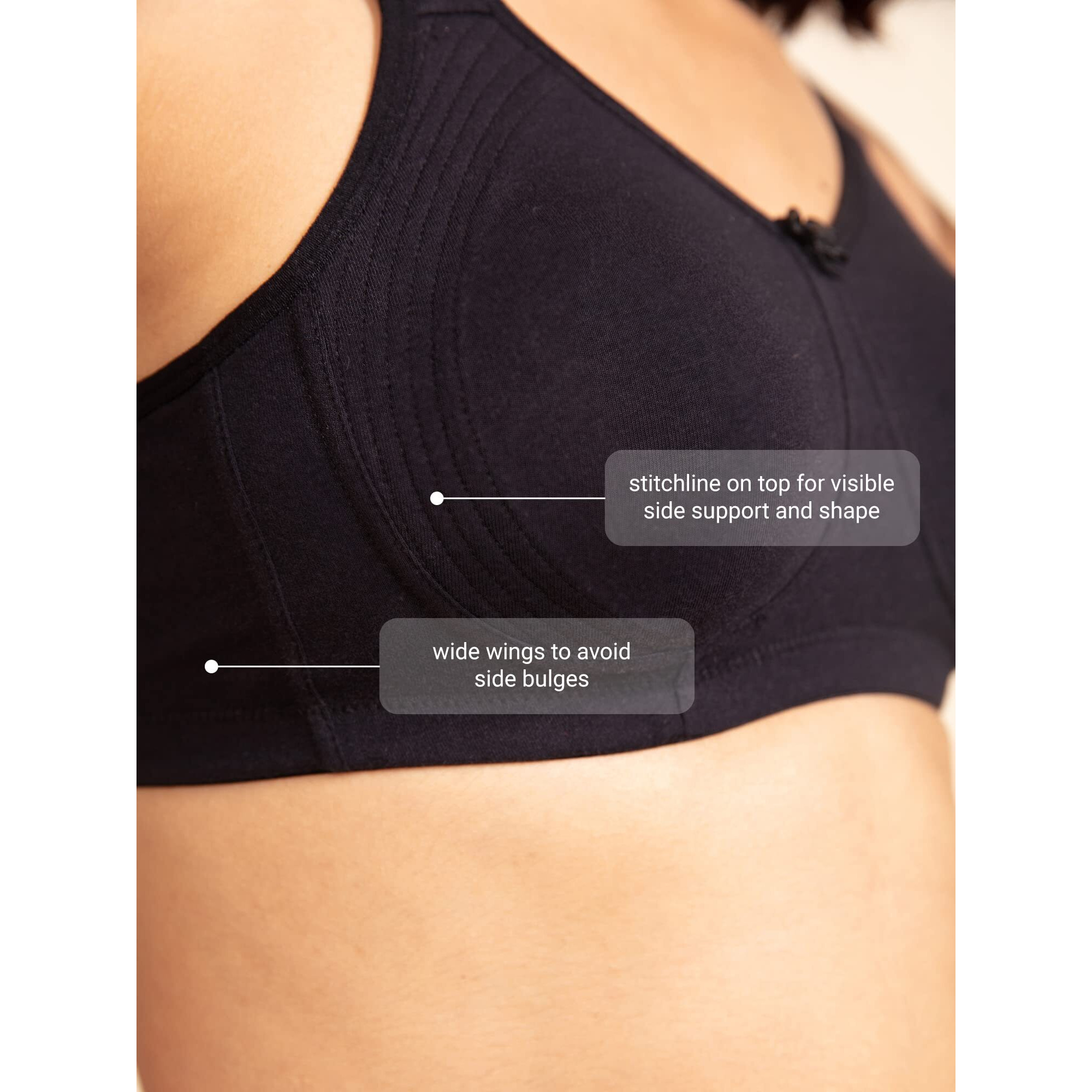 NYKD by Nykaa Encircled with Love Cotton Shape & Support Non Padded Non Wired NYB169 Black (38DD)