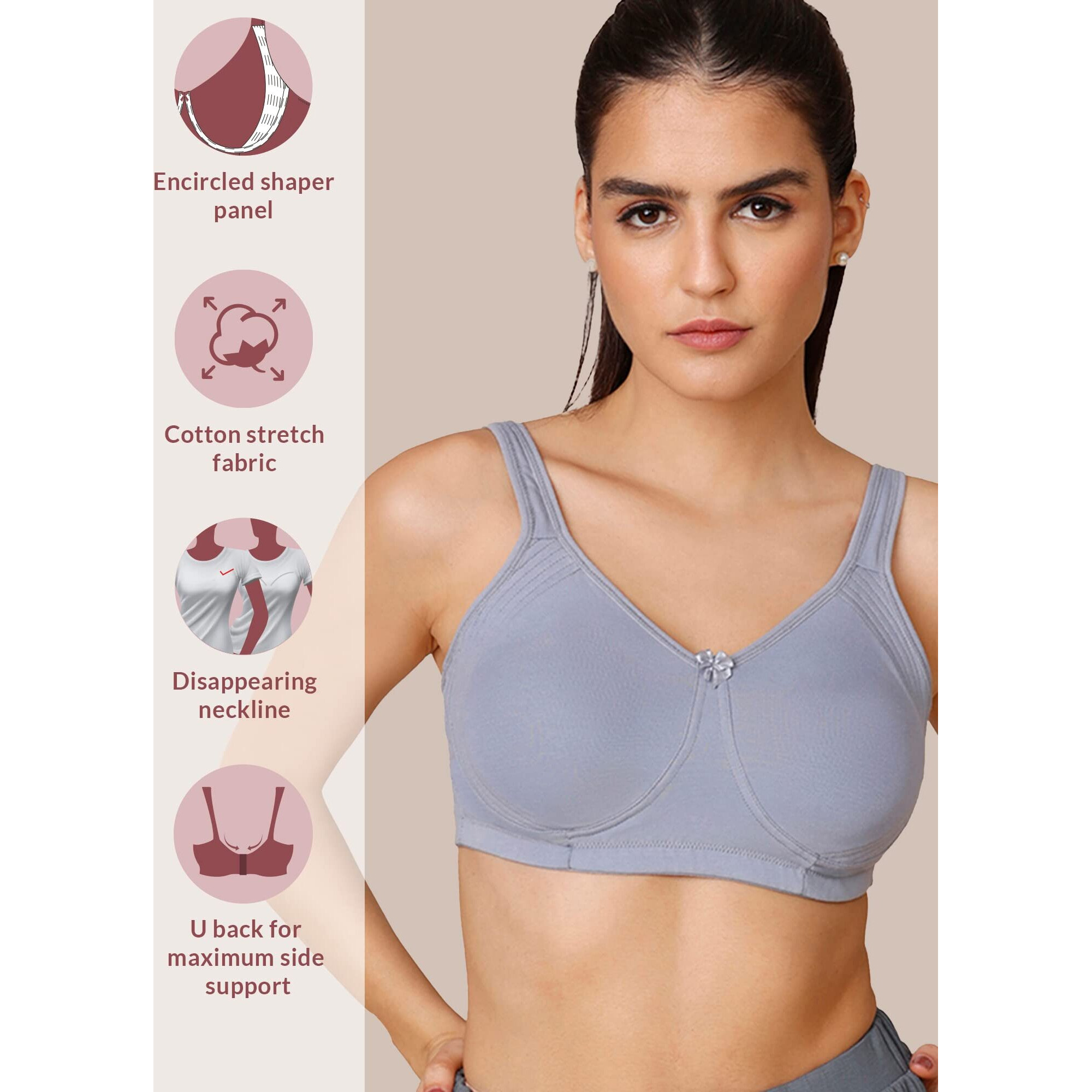 NYKD by Nykaa Encircled with Love Cotton Shape & Support Non Padded Non Wired NYB169 M Blue (32DD)