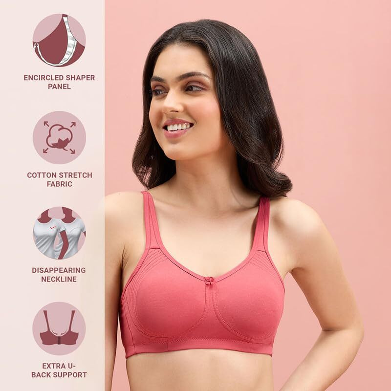 NYKD by Nykaa Encircled with Love Cotton Shape & Support Non Padded Non Wired NYB169 Orange (34DD)
