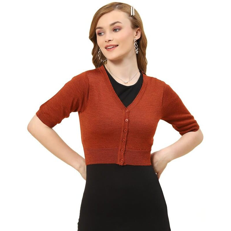 Monte Carlo Rust Multi Solid V Neck Blouse