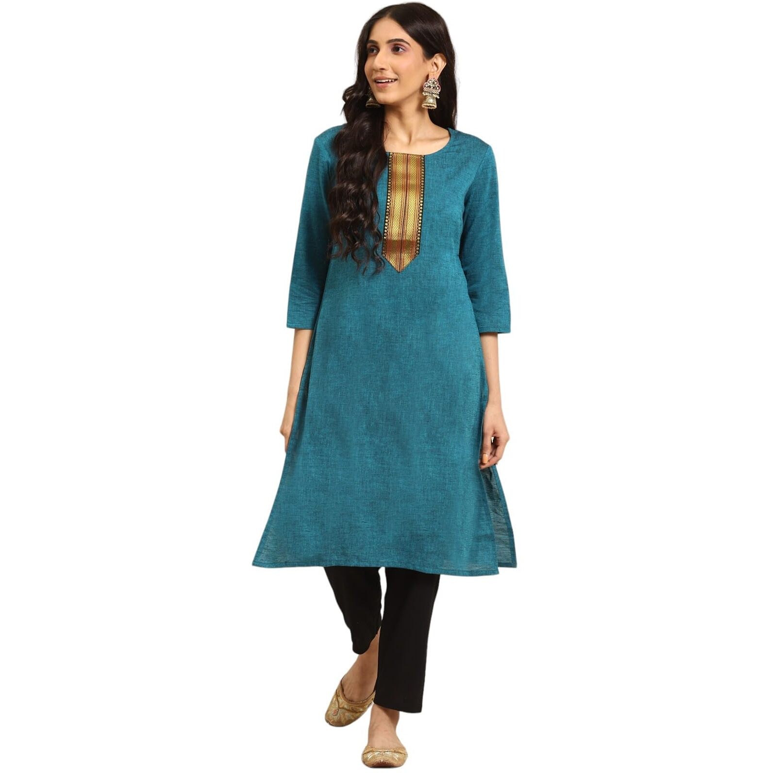 rangita Blue Cotton Knee Length Solid Straight Kurti for Women | Kurta for Women_M