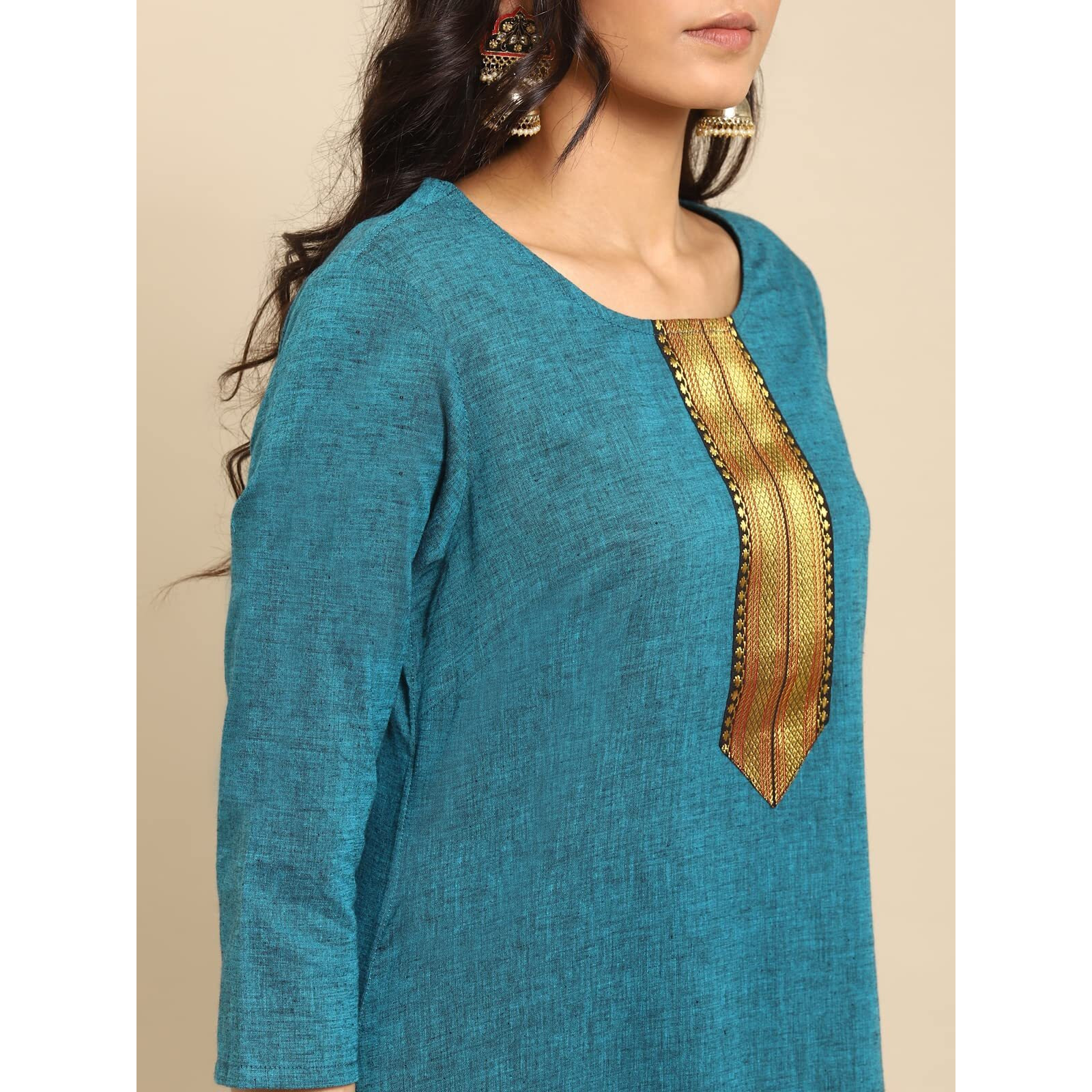 rangita Blue Cotton Knee Length Solid Straight Kurti for Women | Kurta for Women_M
