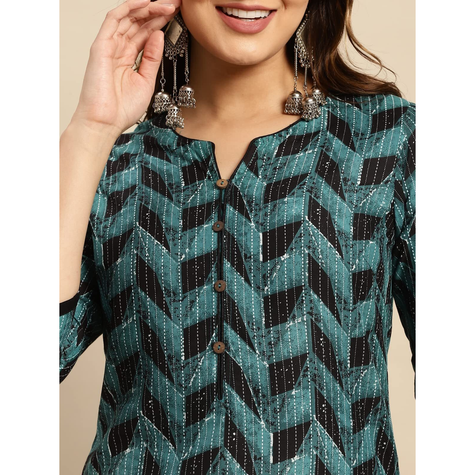 rangita Blue Cotton Knee Length Printed Straight Kurti for Women | Kurta for Women_2XL
