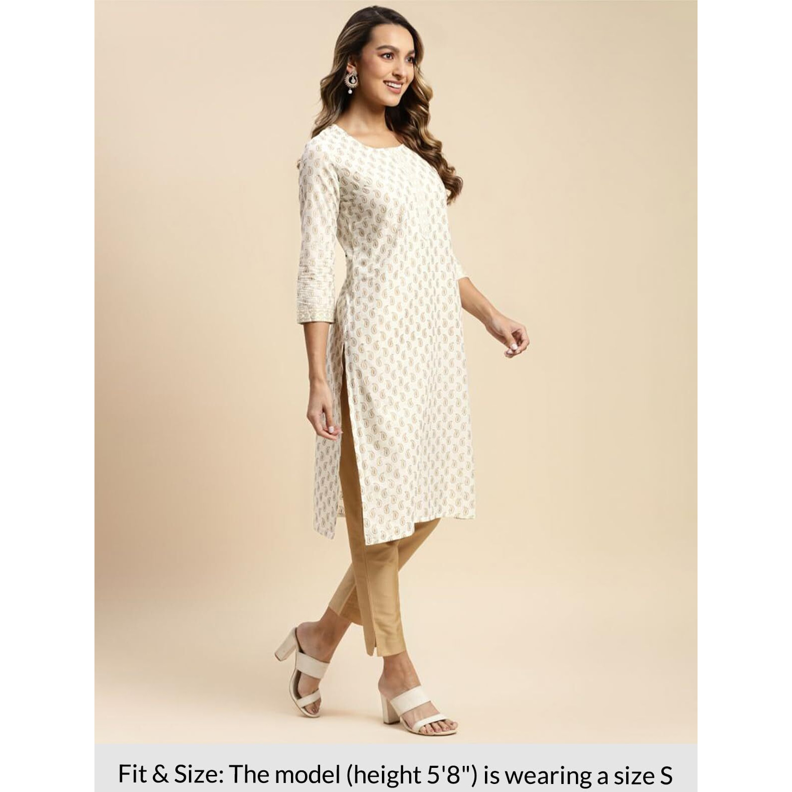 rangita Off White Cotton Knee Length Printed Straight Kurti for Women | Kurta for Women_3XL