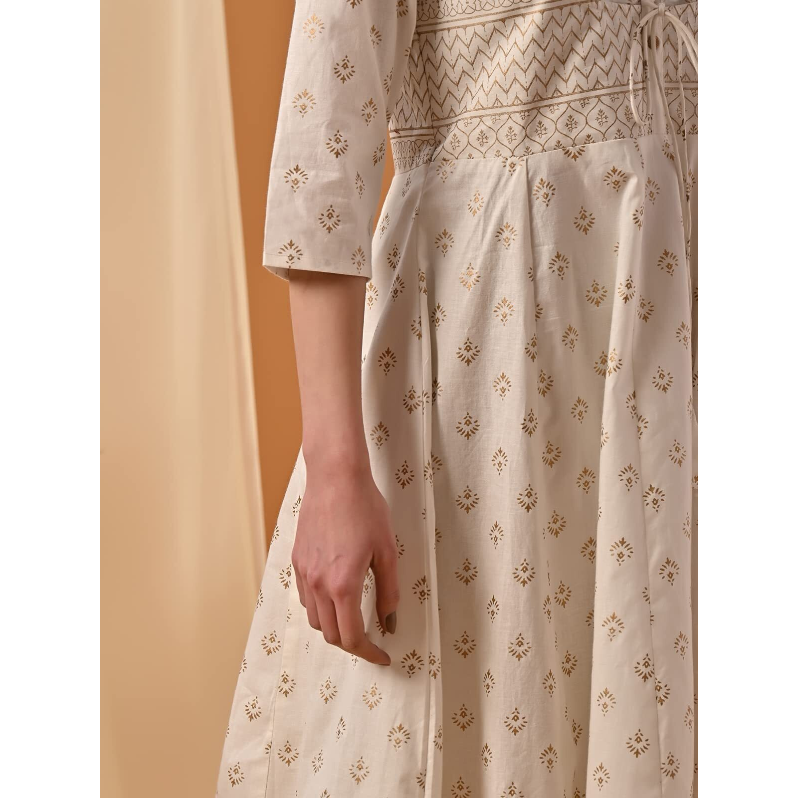 rangita Off White Cotton Calf Length Printed Anarkali Kurti for Women | Kurta for Women_L
