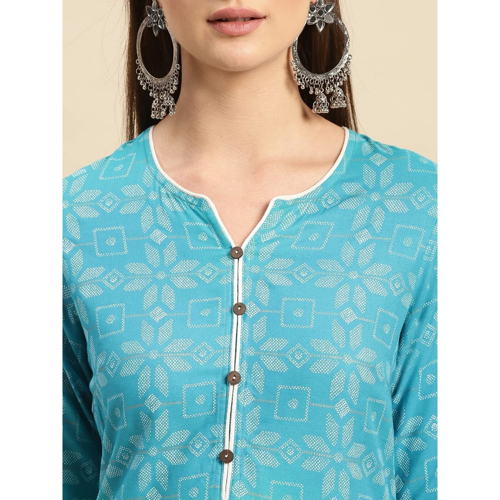 rangita Turquoise Rayon Knee Length Printed Straight Kurti for Women | Kurta for Women_2XL