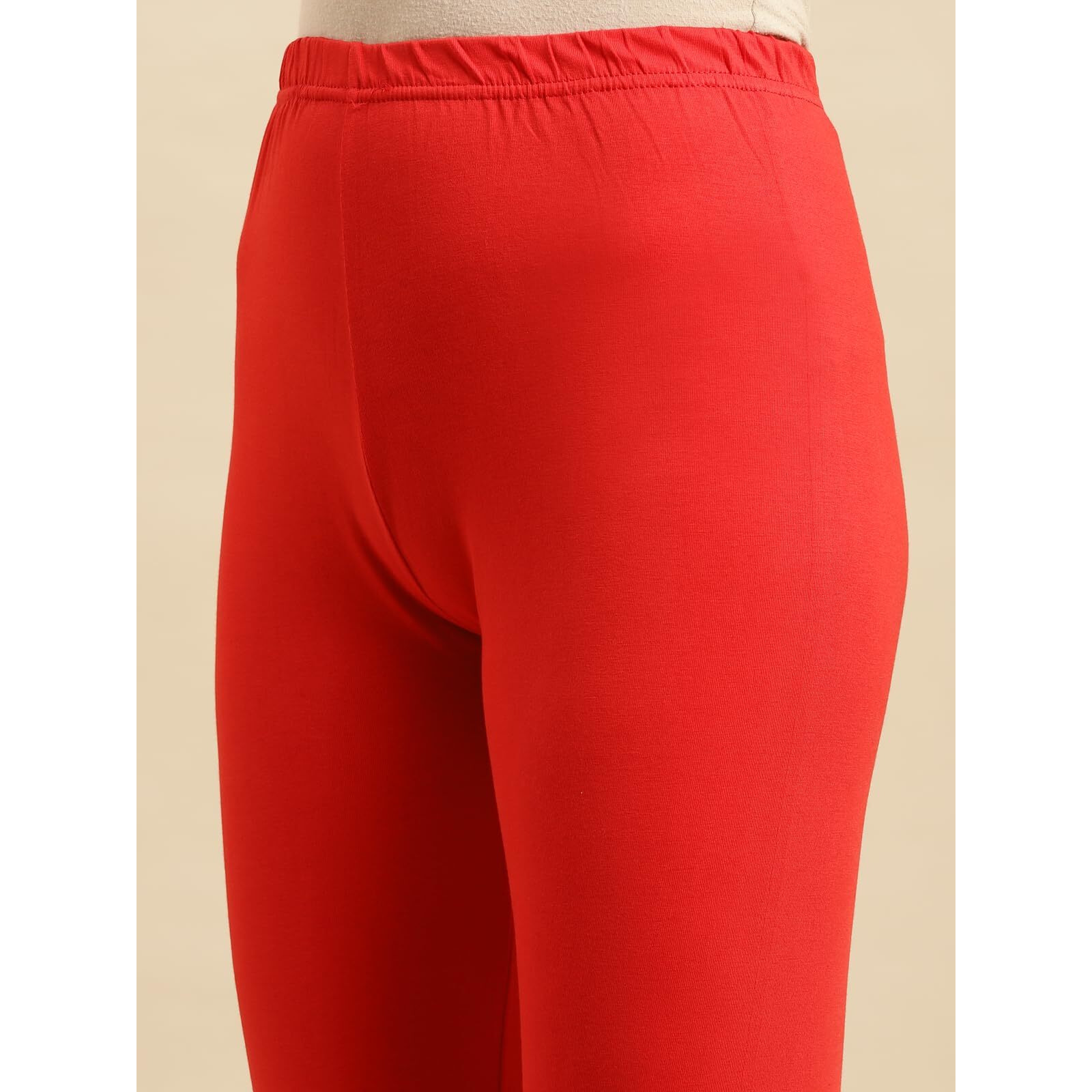 rangita Women Cotton Red Solid Full Length Churidar, M