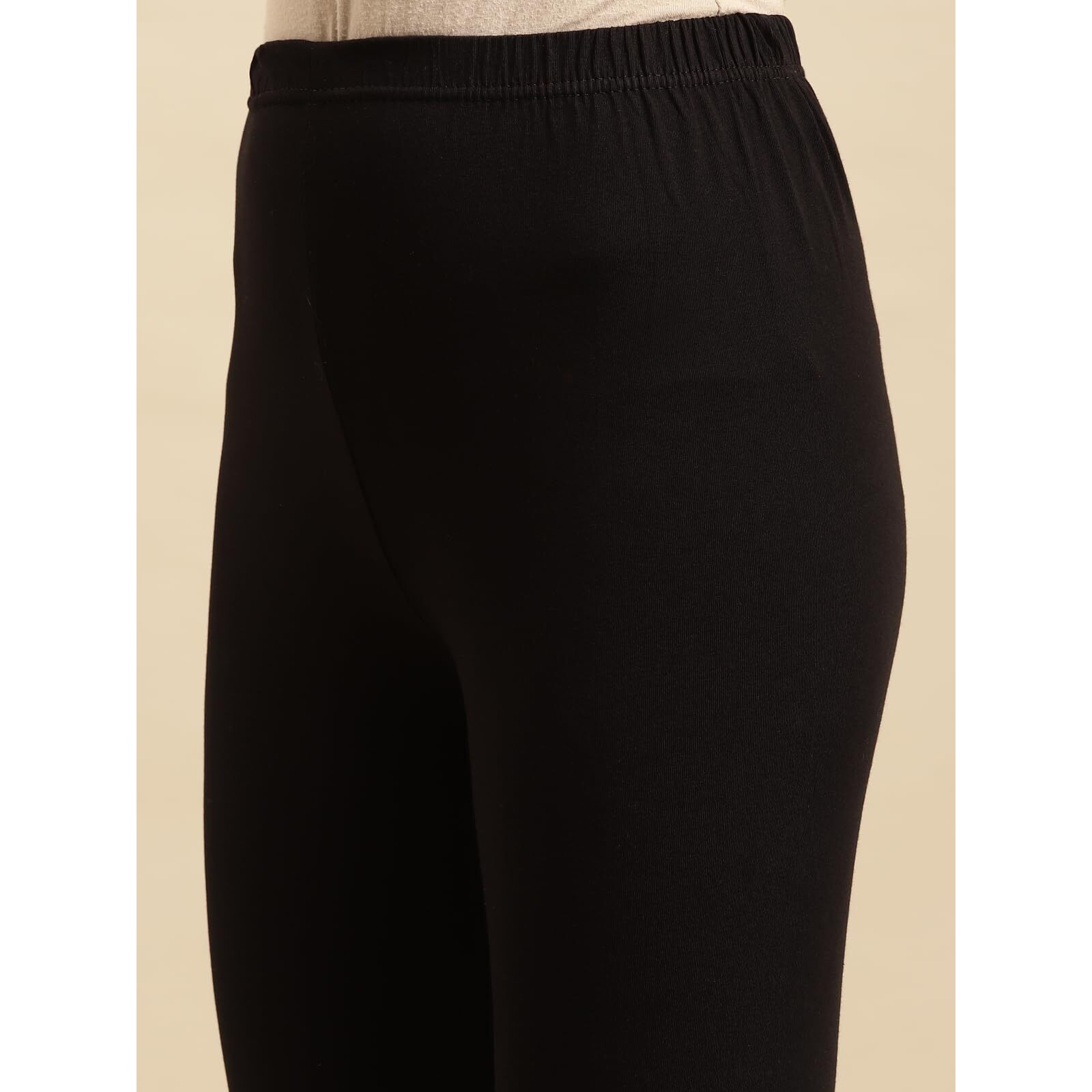 rangita Women Cotton Black Solid Full Length Churidar, M