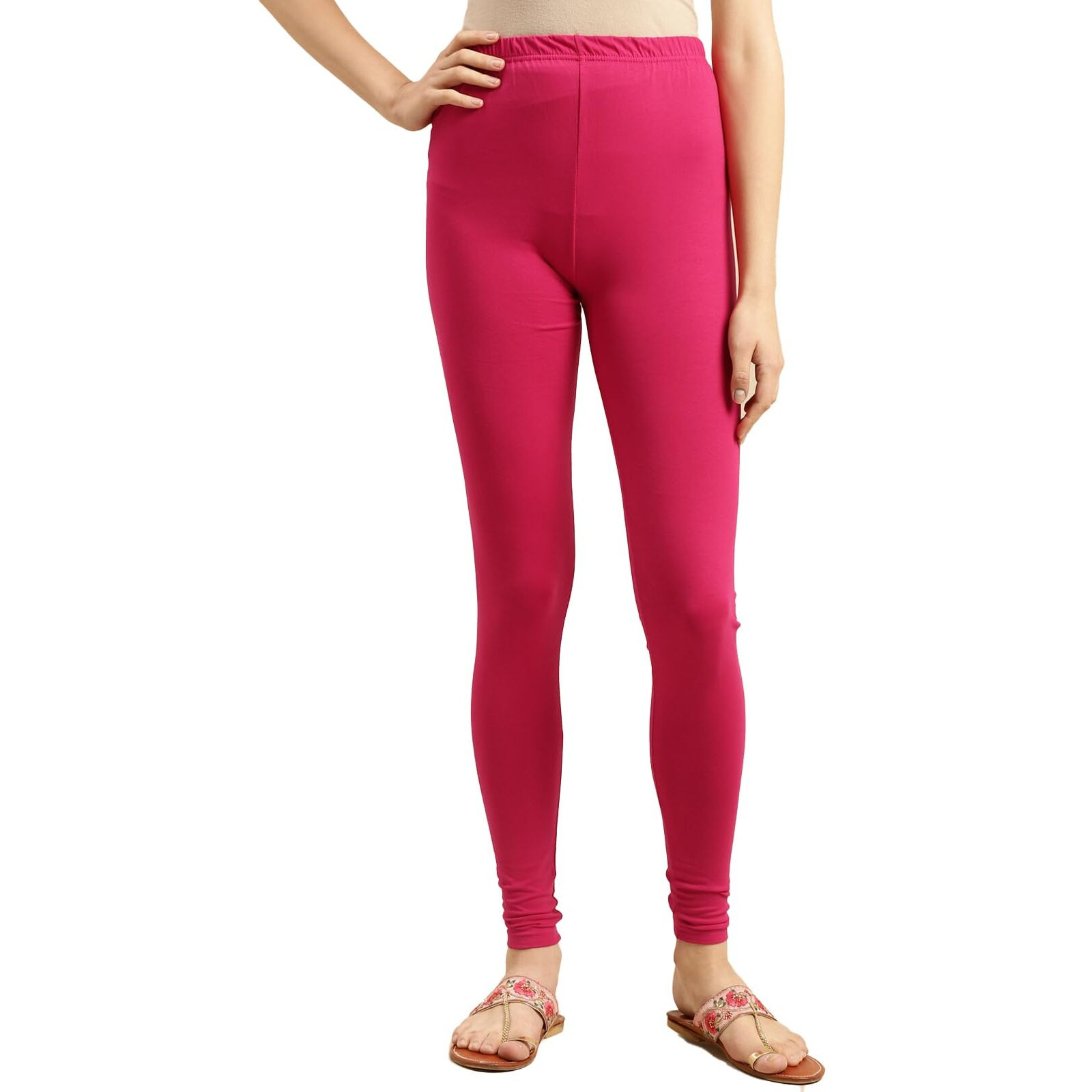 rangita Women Cotton Pink Solid Full Length Churidar, XL
