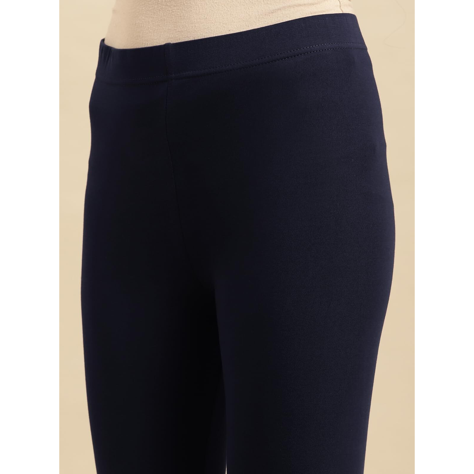 rangita Women Cotton Navy Blue Solid Ankle Length Legging, S