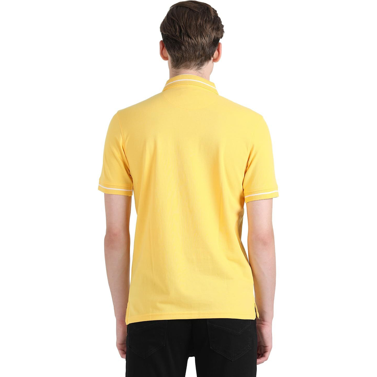 Peter England Men's Regular Fit Branded Insignia Half Sleeve Polo T-Shirt | Cotton Rich | Premium Pique Weave