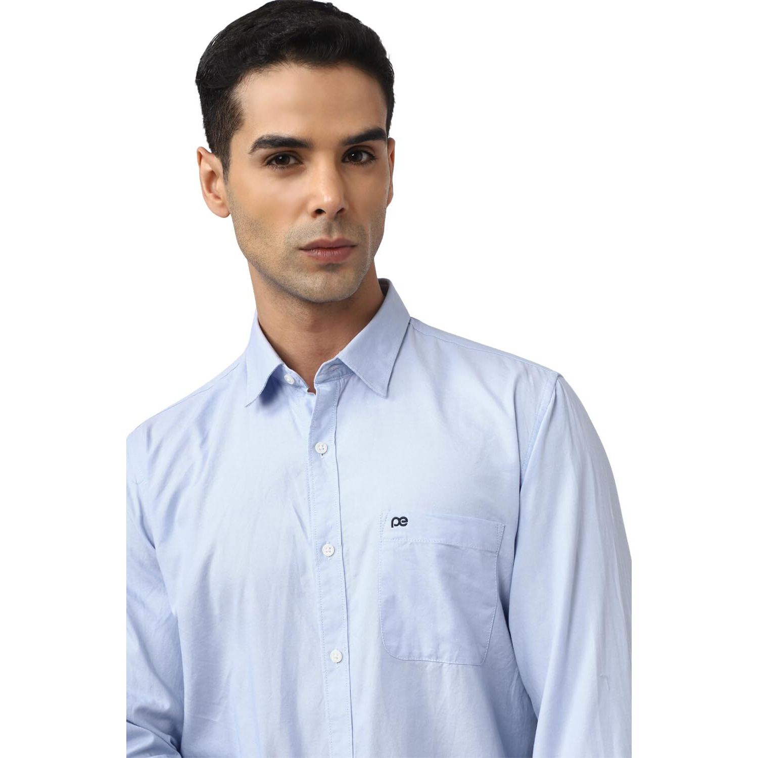 Peter England Men's Classic Slim Fit Full Sleeve Oxford Shirt | 100% Cotton Light Blue