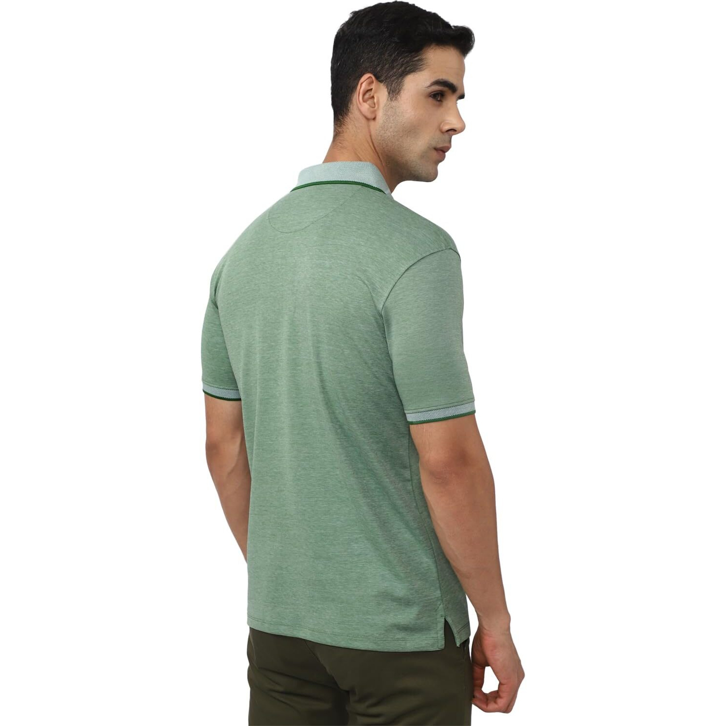 Peter England Men's Premium Branded Regular Fit Half Sleeve Polo T-Shirt | Cotton Rich | Birds Eye Interlock Weave Green