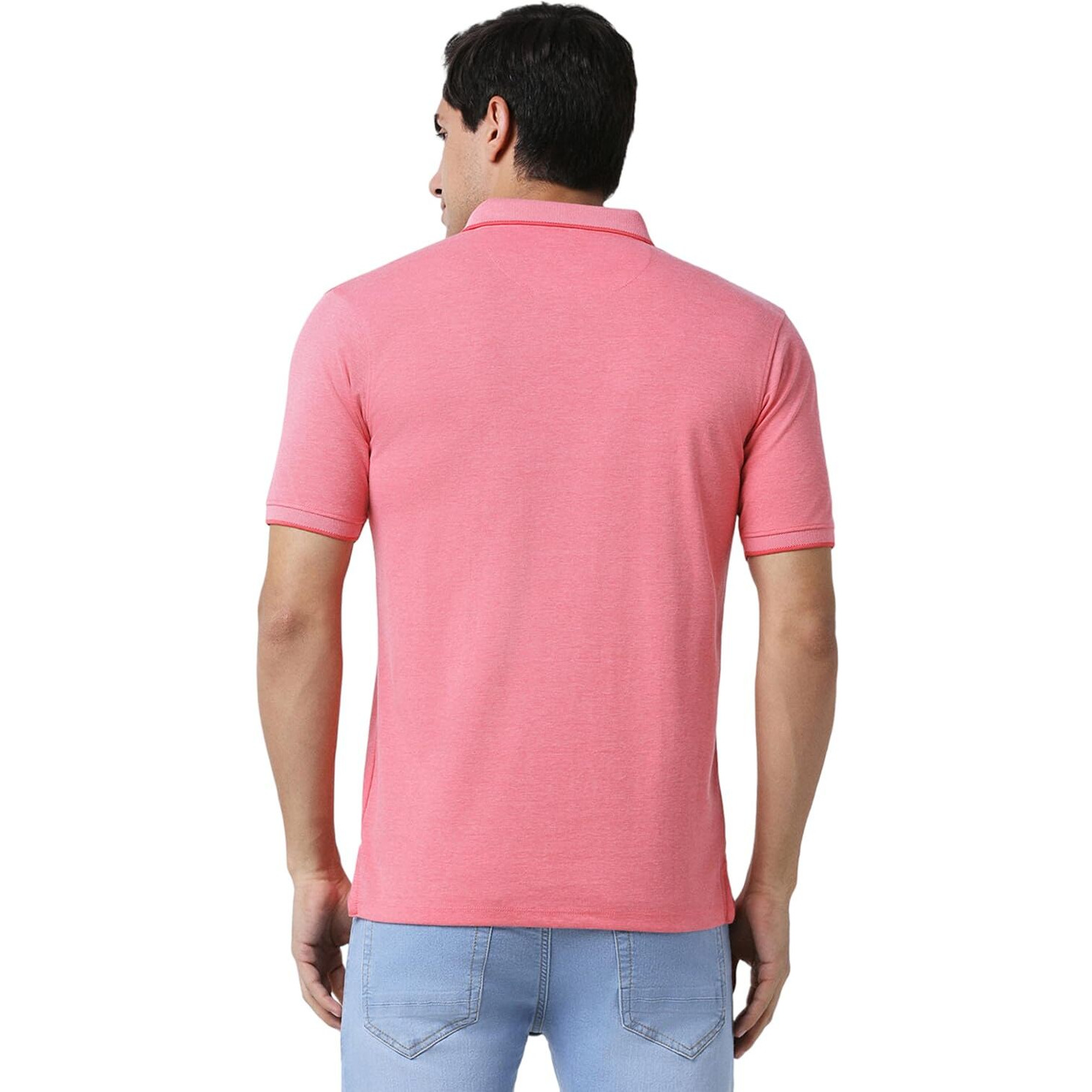 Peter England Men's Premium Branded Regular Fit Half Sleeve Polo T-Shirt | Cotton Rich | Birds Eye Interlock Weave