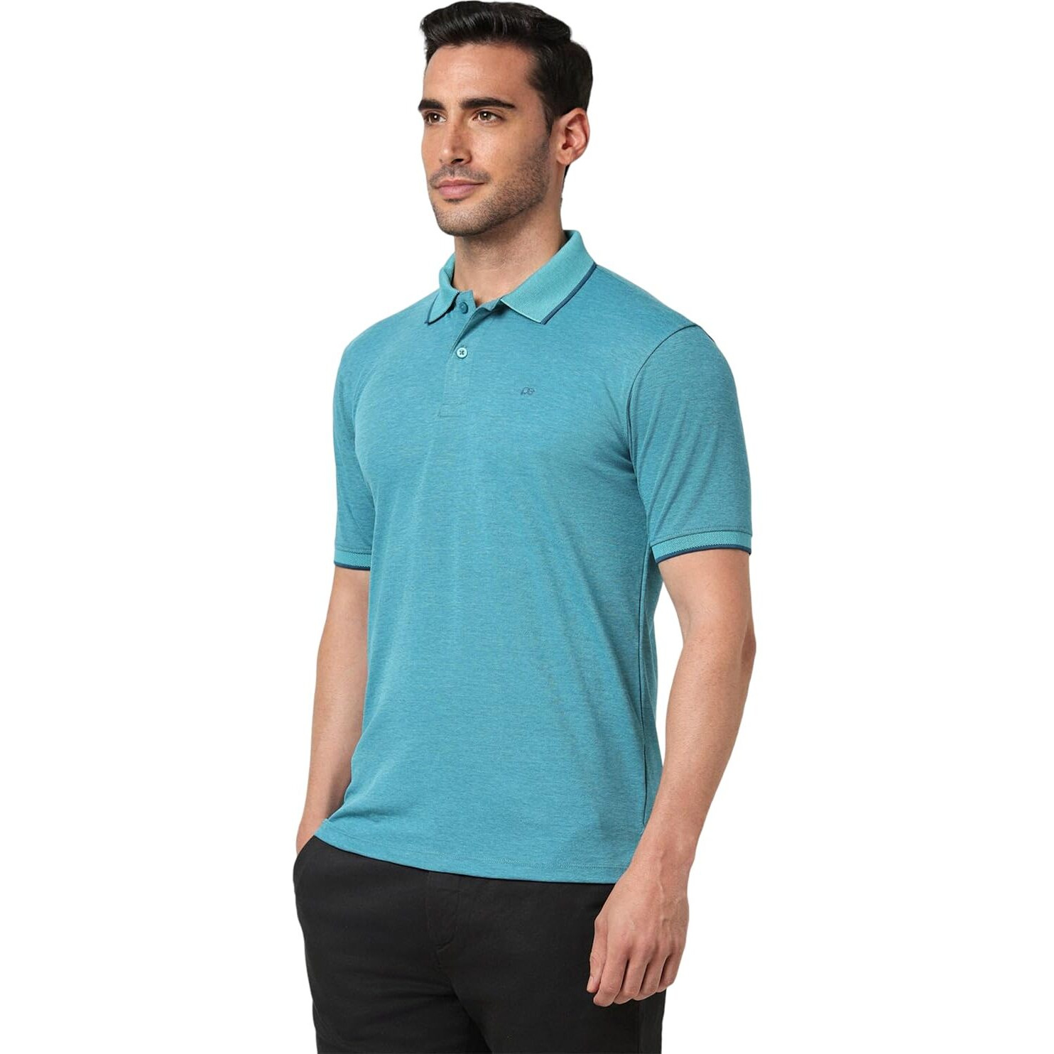 Peter England Men's Premium Branded Regular Fit Half Sleeve Polo T-Shirt | Cotton Rich | Birds Eye Interlock Weave