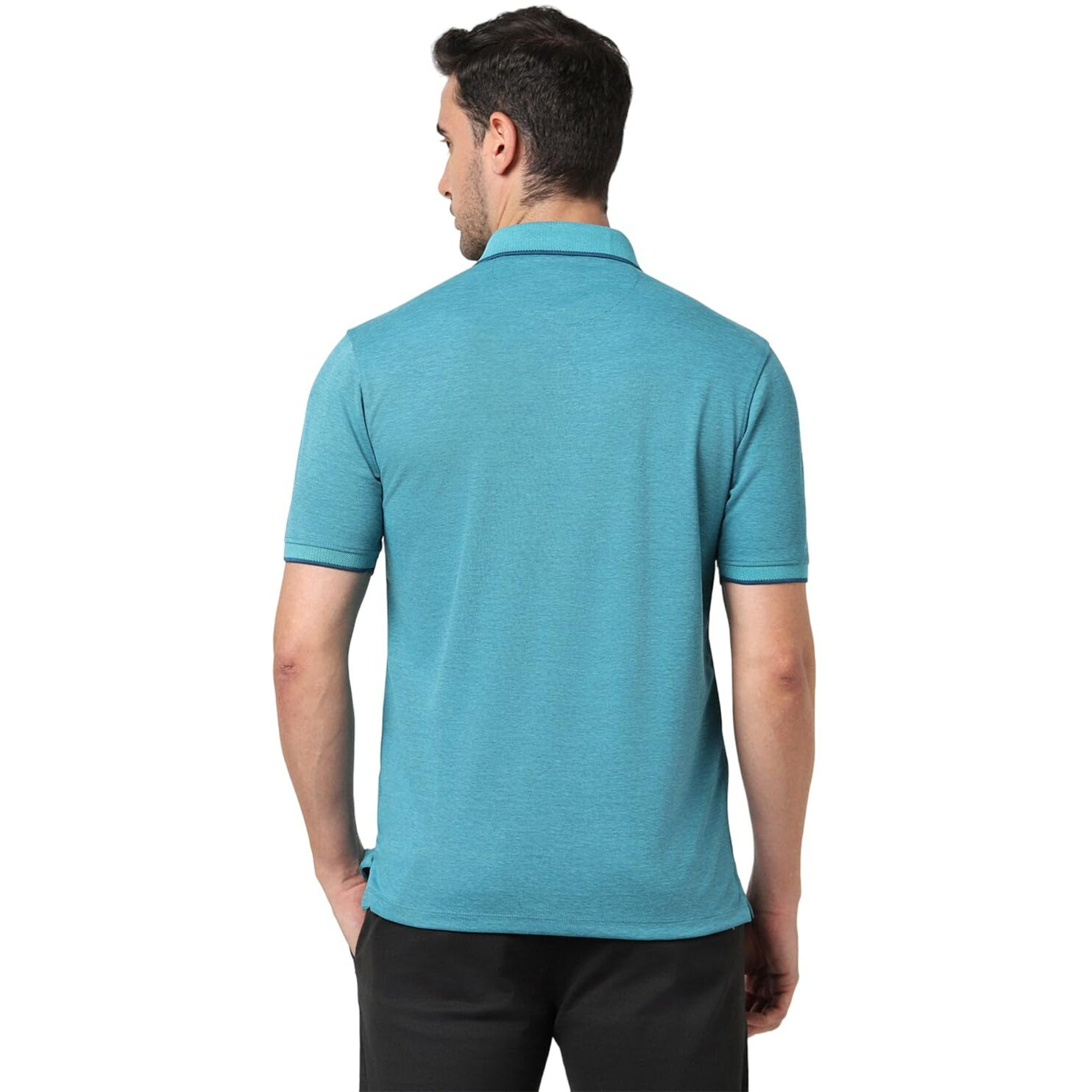 Peter England Men's Premium Branded Regular Fit Half Sleeve Polo T-Shirt | Cotton Rich | Birds Eye Interlock Weave