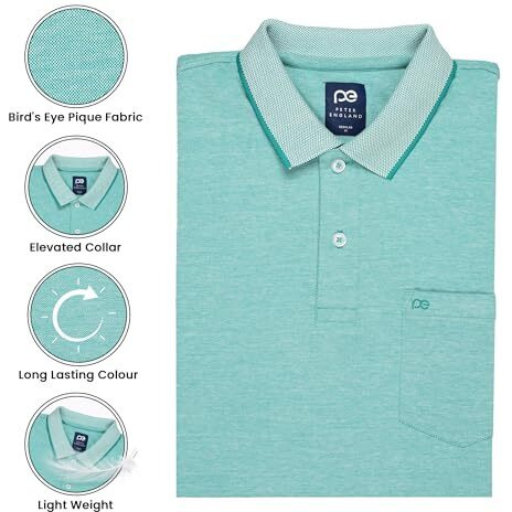 Peter England Men's Premium Branded Regular Fit Half Sleeve Polo T-Shirt with Pocket | Cotton Rich | Birds Eye Interlock Weave