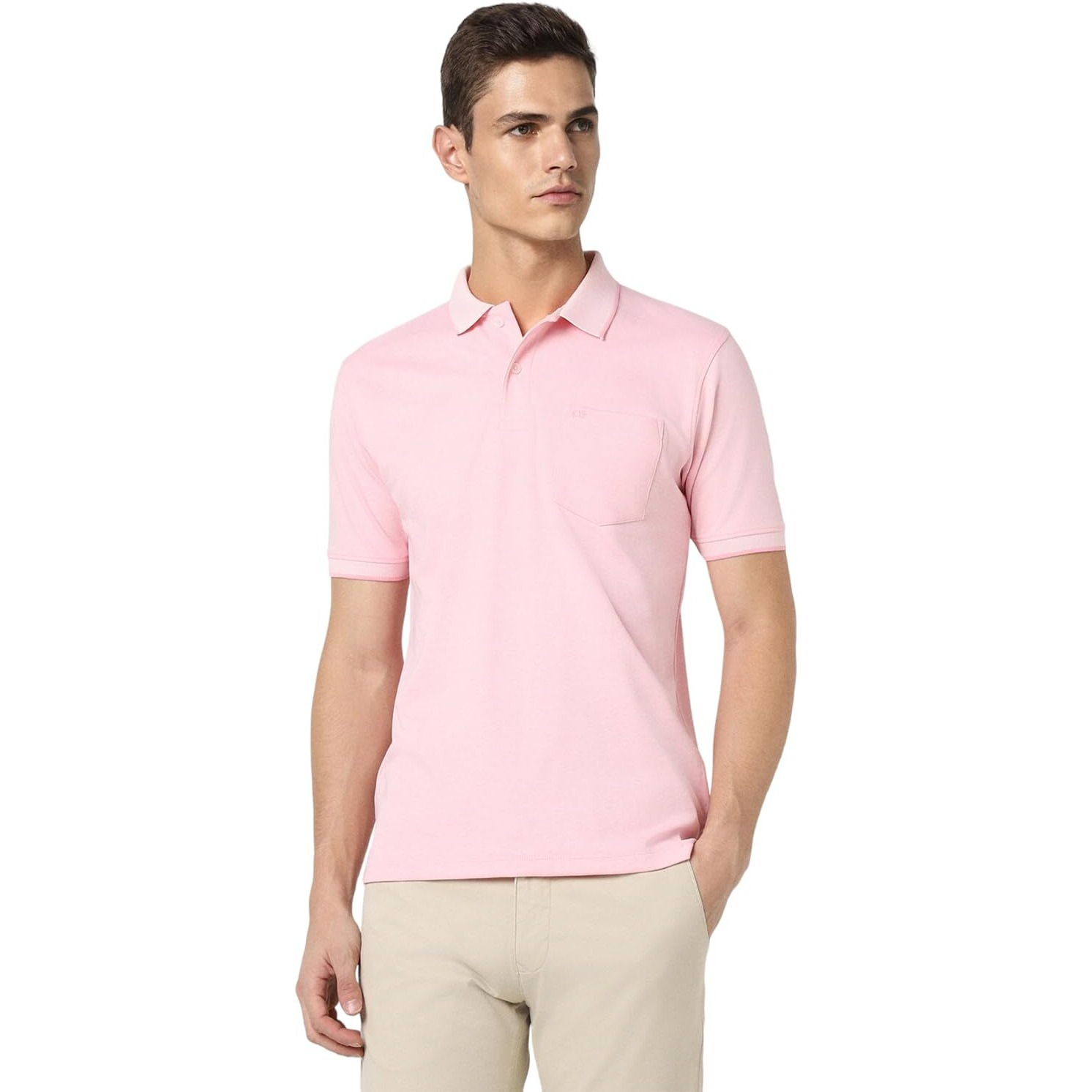 Peter England Men's Premium Branded Regular Fit Half Sleeve Polo T-Shirt with Pocket | Cotton Rich | Birds Eye Interlock Weave