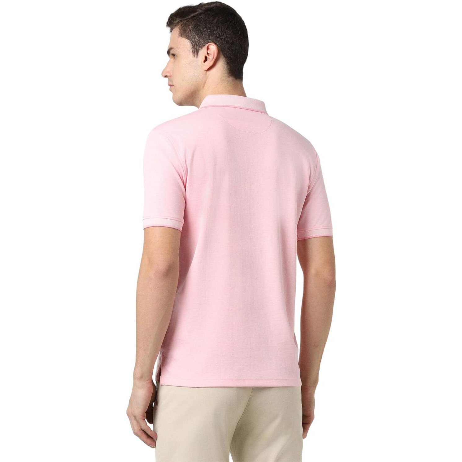 Peter England Men's Premium Branded Regular Fit Half Sleeve Polo T-Shirt with Pocket | Cotton Rich | Birds Eye Interlock Weave