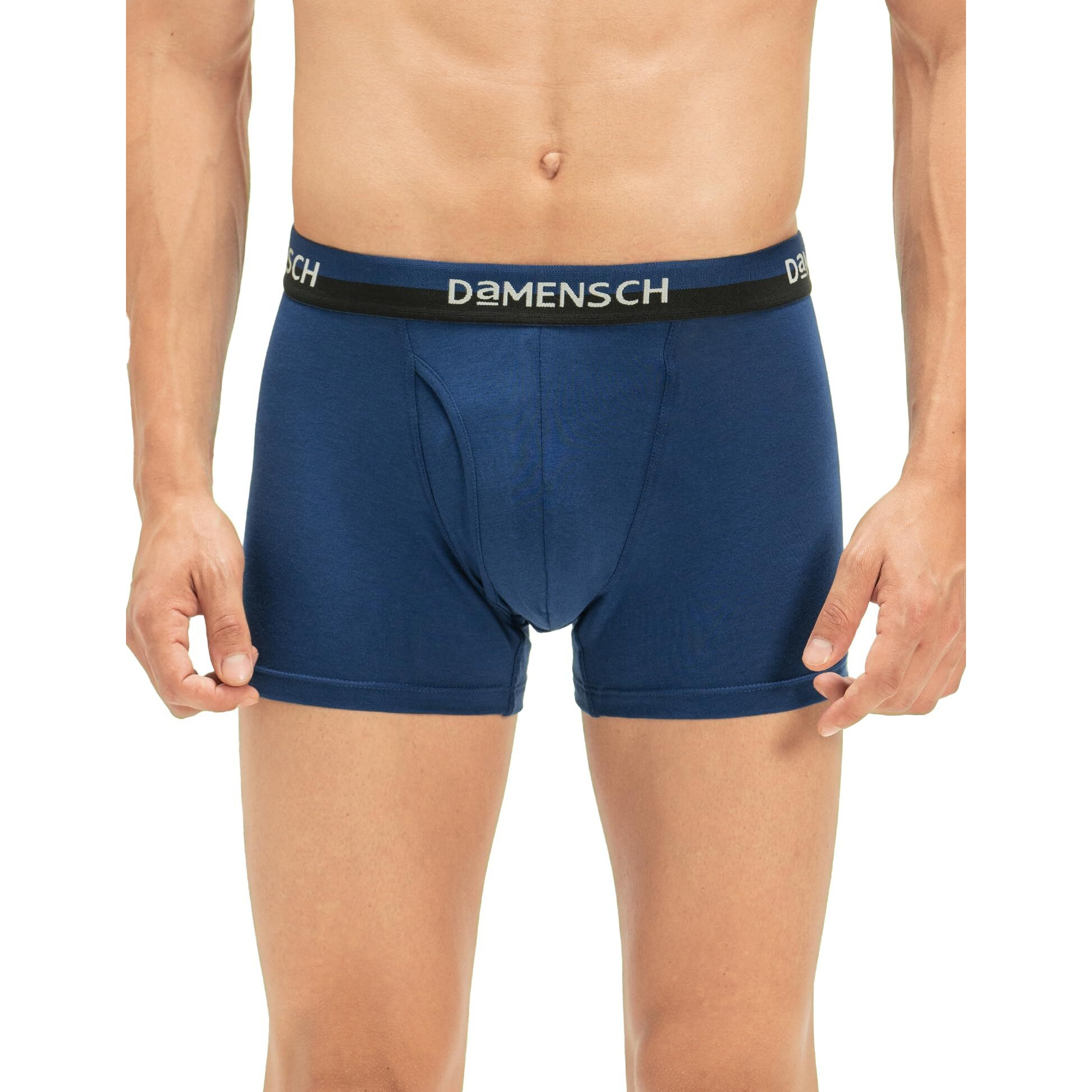 DAMENSCH Men's Regular Fit Premium Cotton Blend Trunks Stretchy Fabric Anti-Bacterial Earthmint Finish Super Soft Printed Trunk Underwear Pack of 1-Poise Blue-XL