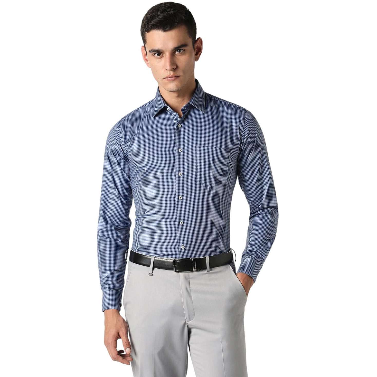 Van Heusen Men's Slim Fit Shirt (VHSFRSLB304326_Medium Grey 42)