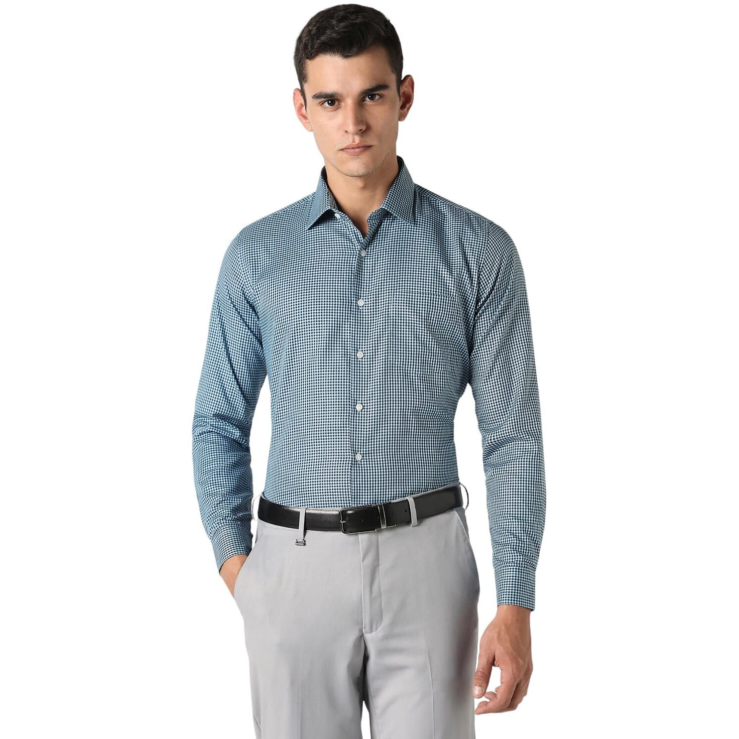 Van Heusen Men's Slim Fit Shirt (VHSFFSLBP63864_Dark Blue 39)