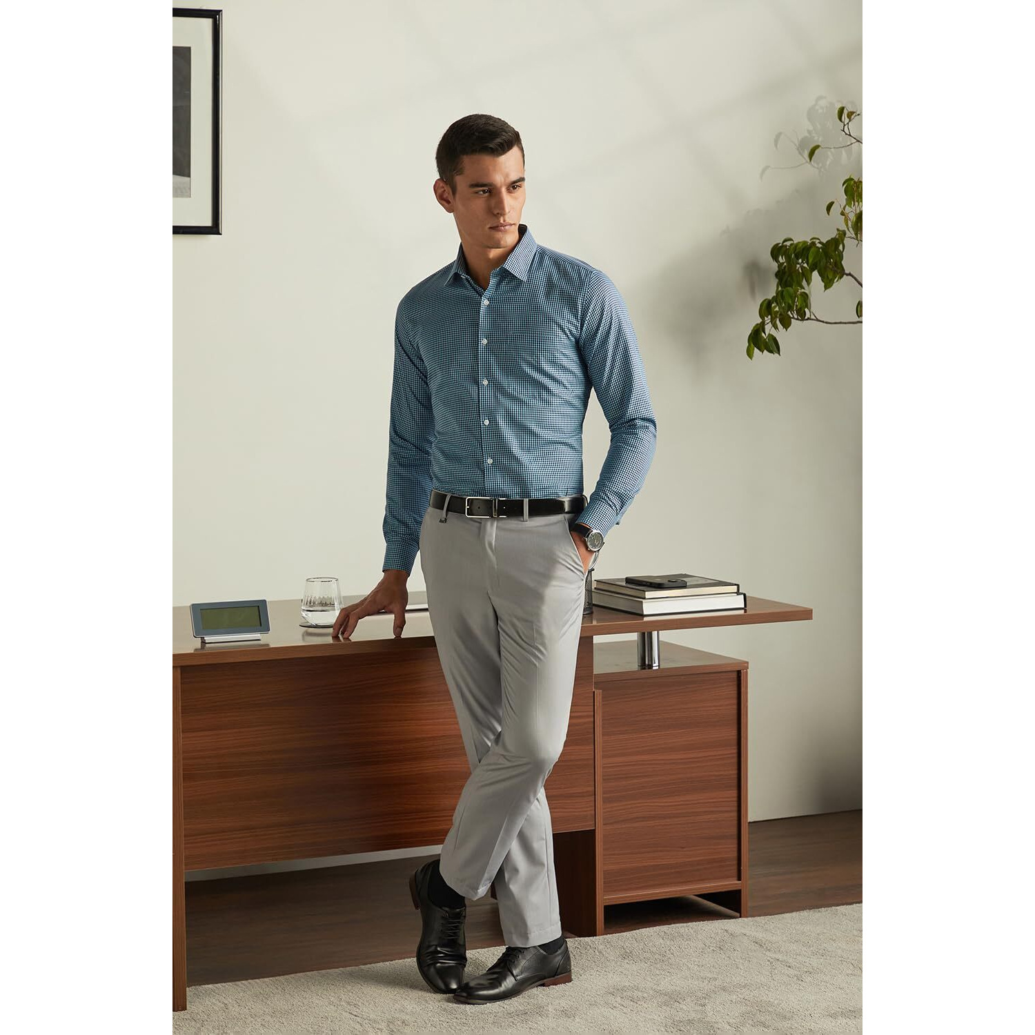 Van Heusen Men's Slim Fit Shirt (VHSFFSLBP63864_Dark Blue 39)