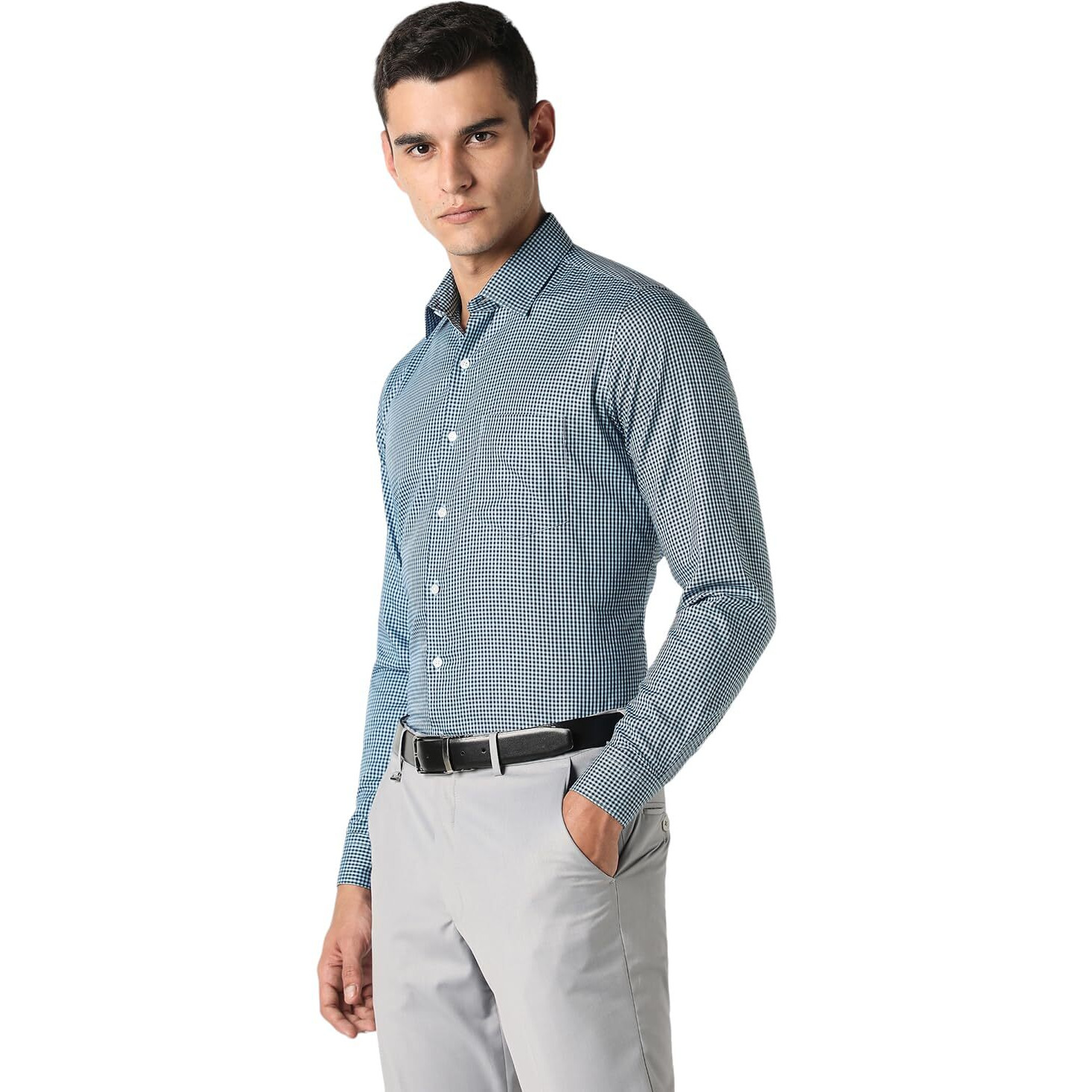 Van Heusen Men's Slim Fit Shirt (VHSFFSLBP63864_Dark Blue 39)