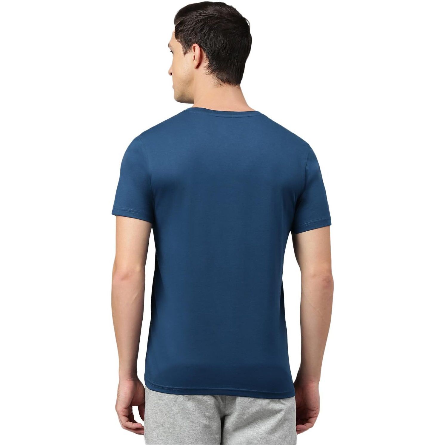 Van Heusen Men's Solid Regular Fit T-Shirt (Ihts1Ldse60052_Deep Sea, Blue