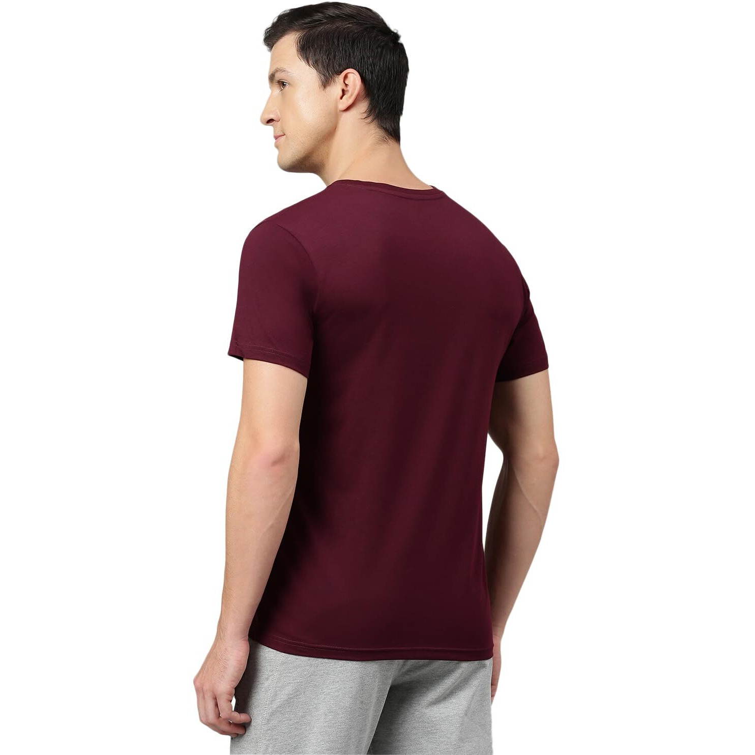 Van Heusen Men's Solid Regular Fit T-Shirt (IHTS1LPWE60052_Port Wine