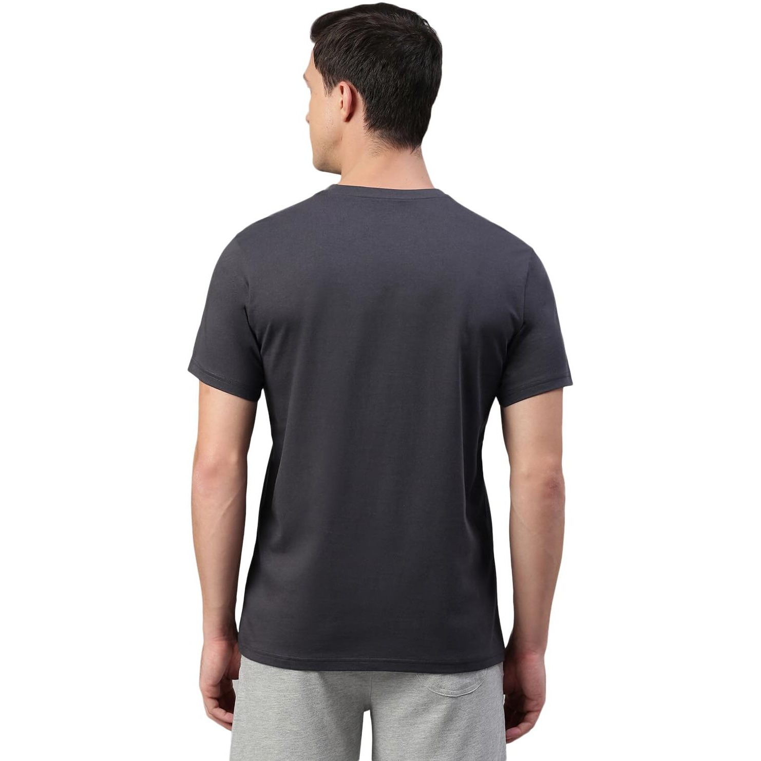 Van Heusen Men's Solid Regular Fit T-Shirt (IHTS1LSLE60052_Slate