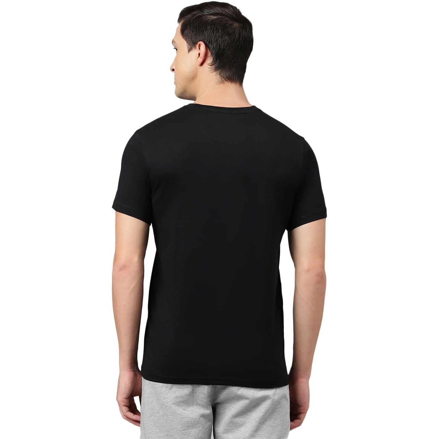 Van Heusen Men's Solid Regular Fit T-Shirt (IHTS1LBKE60052_Black