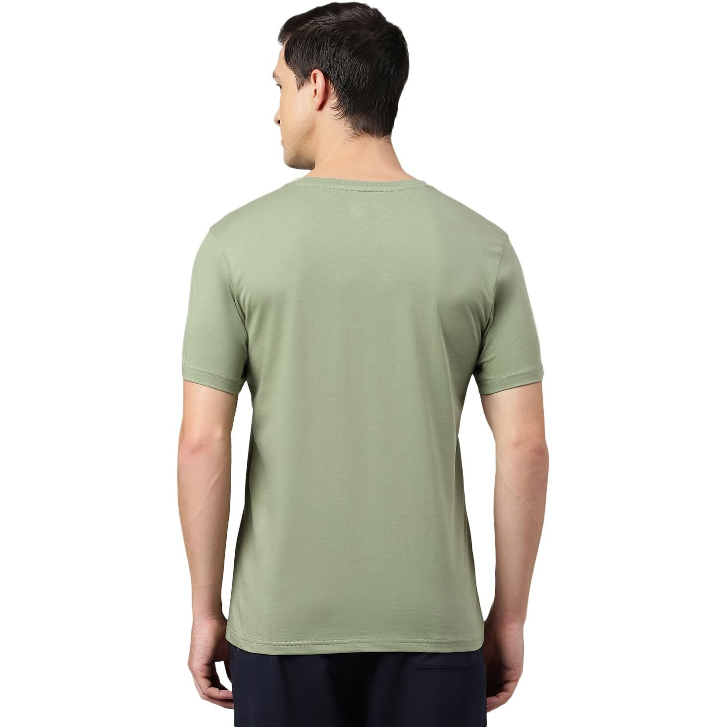Van Heusen Men's Solid Regular Fit T-Shirt (IHTS1LCGE60052_Cameo Green