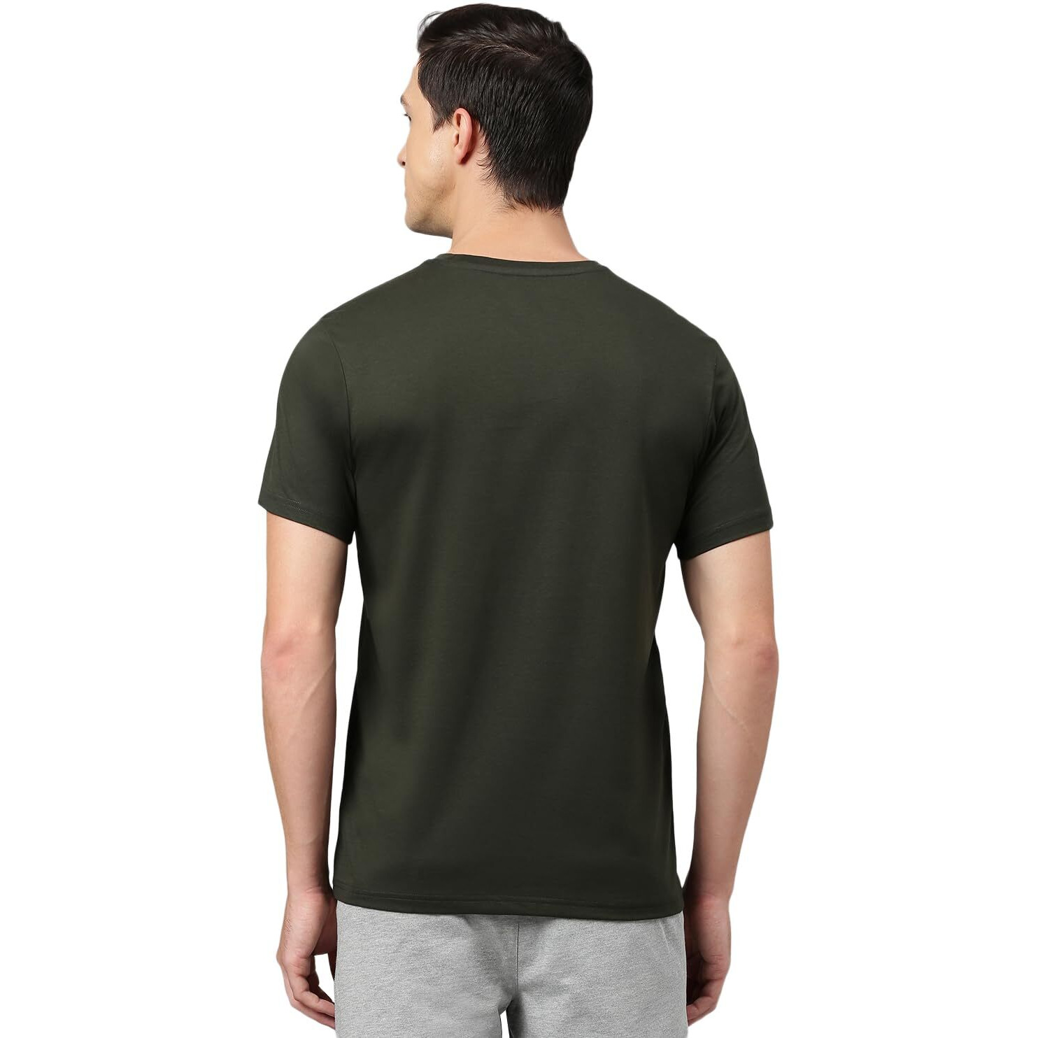 Van Heusen Men's Solid Regular Fit T-Shirt (Ihts1Lmle60052_Military, Multicolor