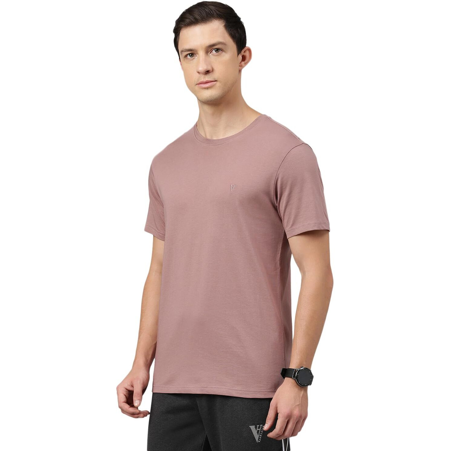 Van Heusen Men's Solid Regular Fit T-Shirt (IHTS1LMVE60052_Mauve