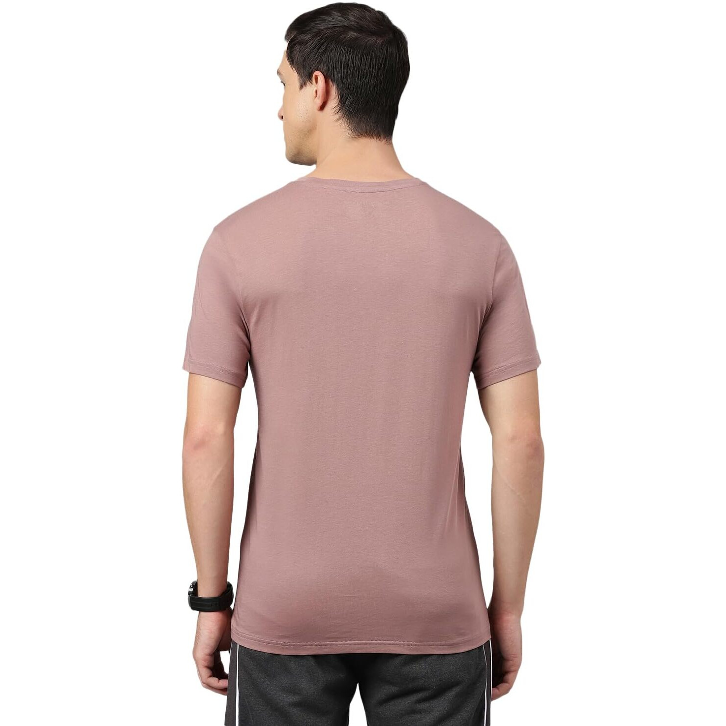 Van Heusen Men's Solid Regular Fit T-Shirt (IHTS1LMVE60052_Mauve