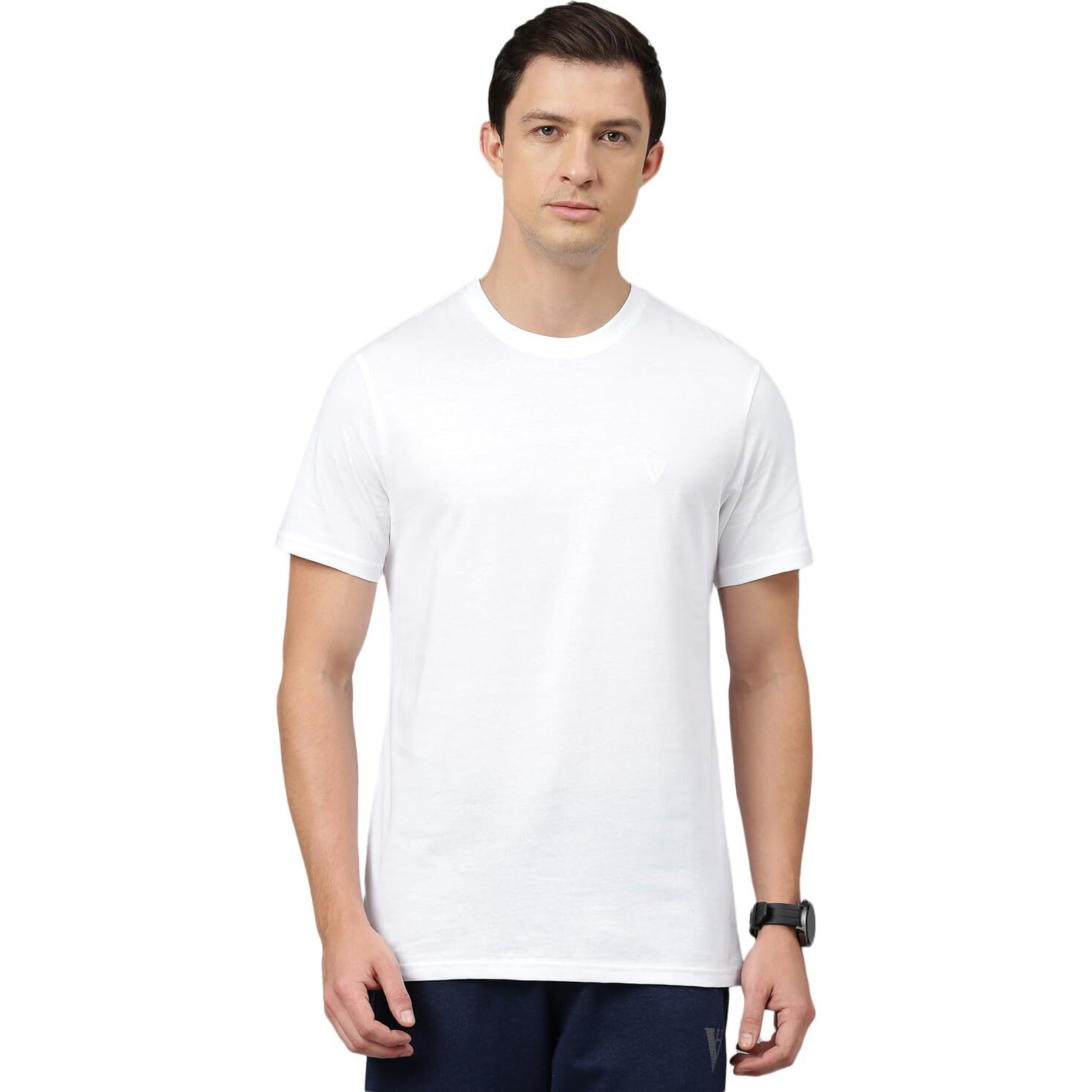 Van Heusen Men's Solid Regular Fit T-Shirt (IHTS1LWHE60052_White
