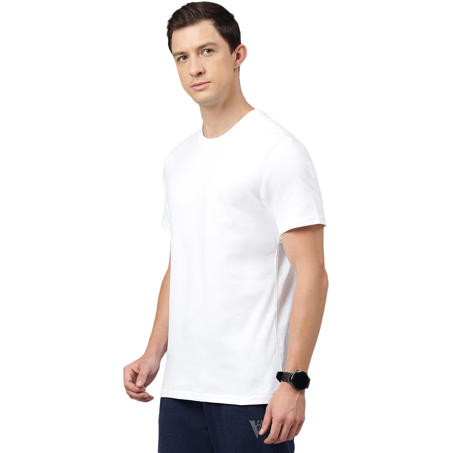 Van Heusen Men's Solid Regular Fit T-Shirt (IHTS1LWHE60052_White