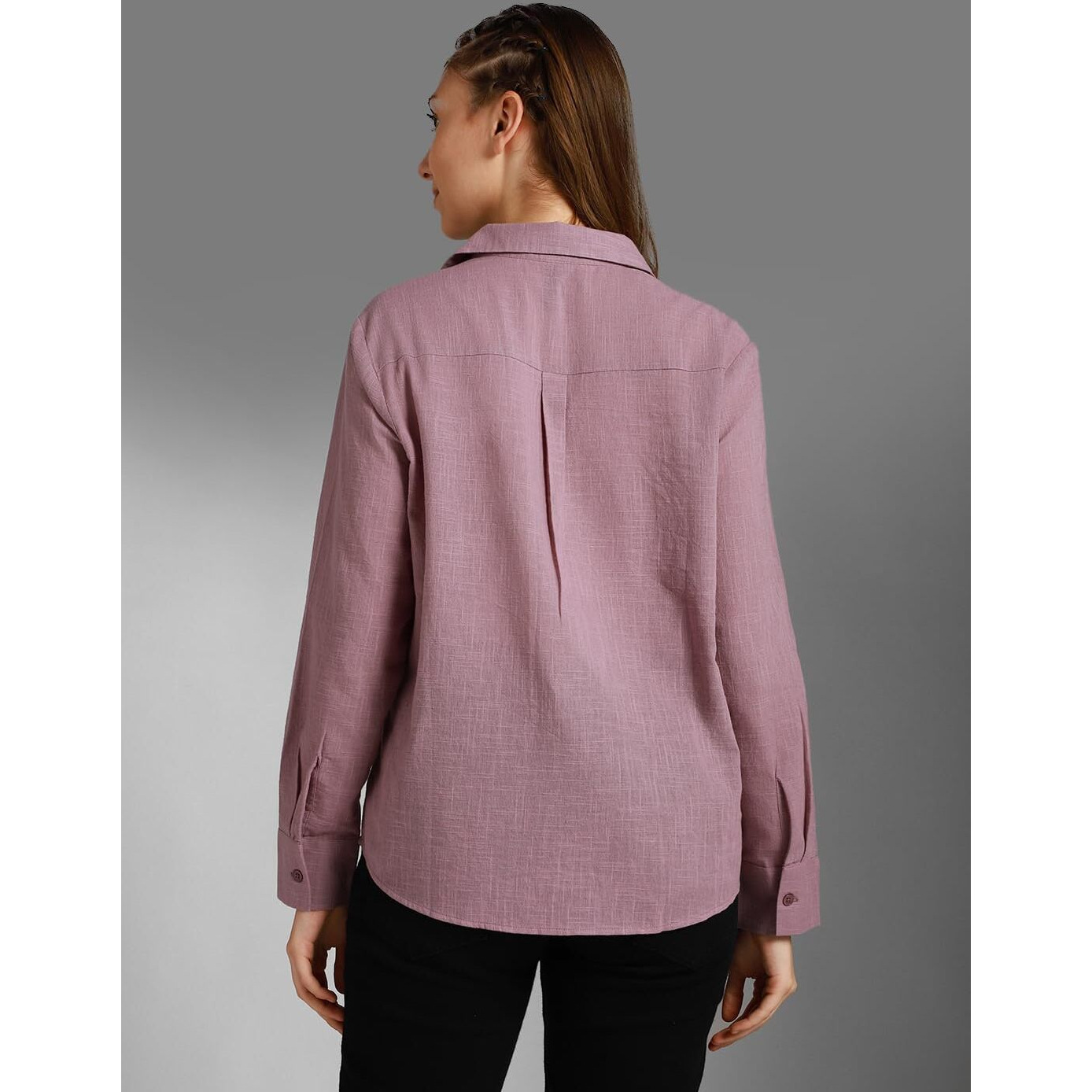 HIGH STAR Women's Oversized Fit Shirt (HSWSHW23509_MV_Purple