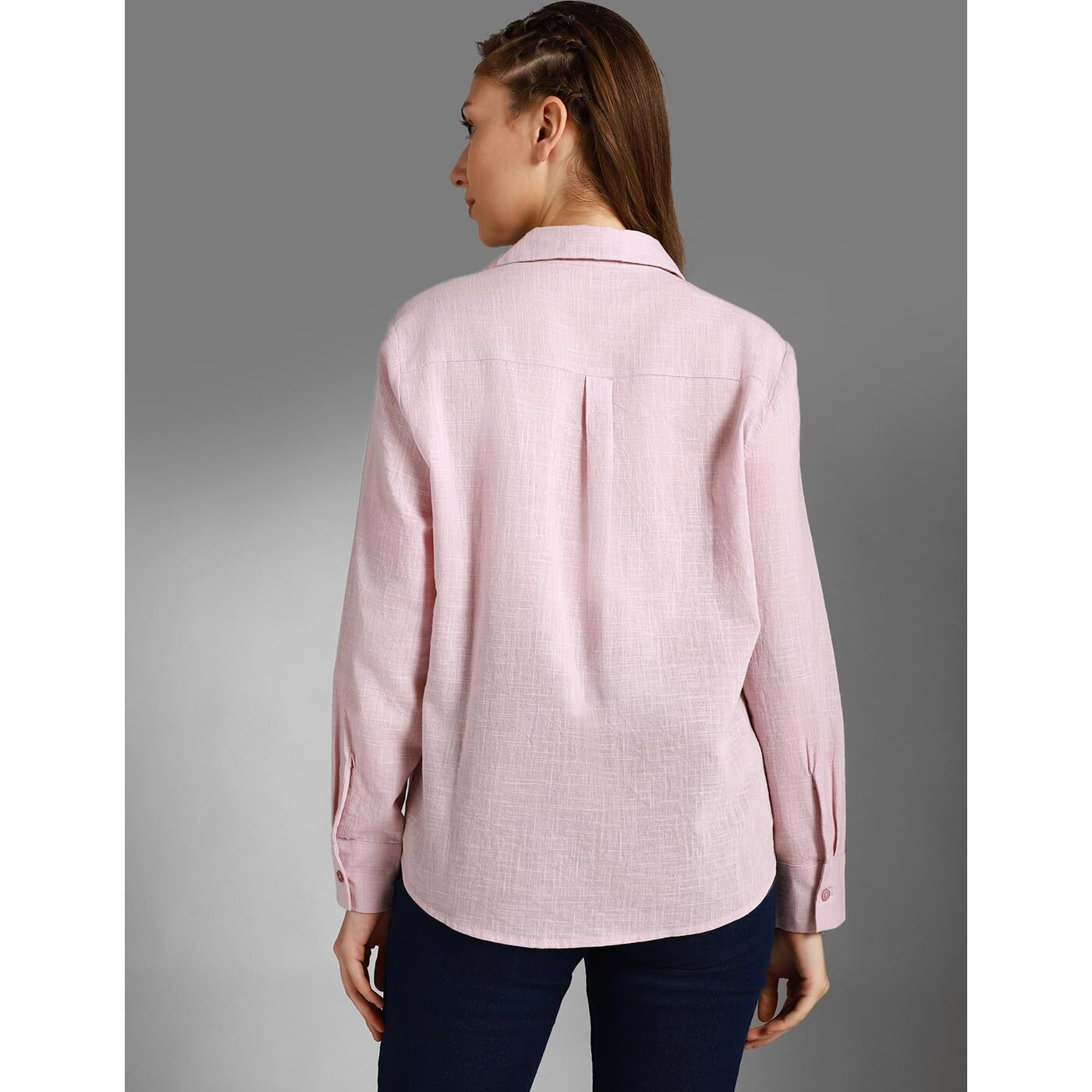 HIGH STAR Women's Oversized Fit Shirt (HSWSHW23509_PN_Pink