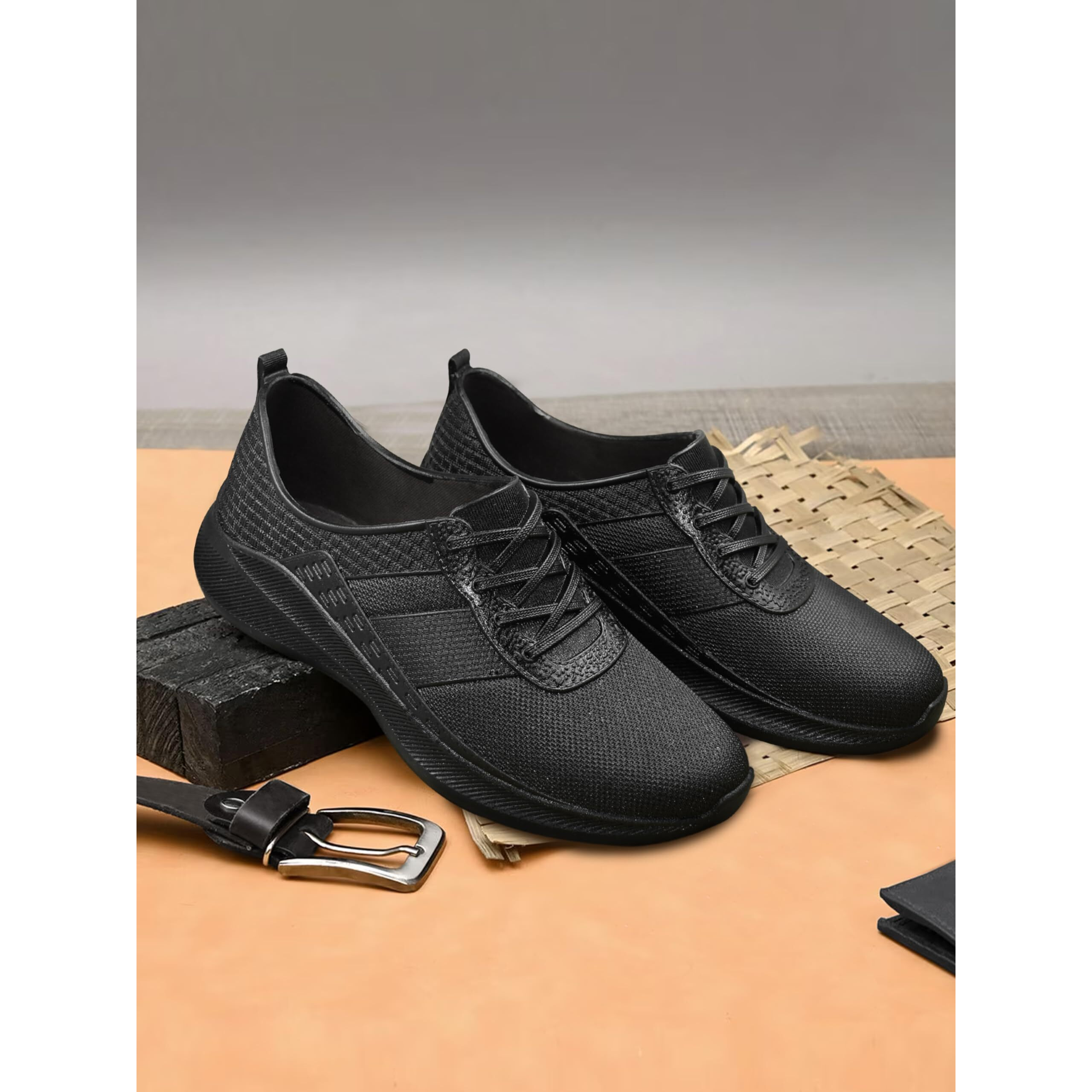 AJANTA Slip-on Black Waterproof Casual Shoes for Men
